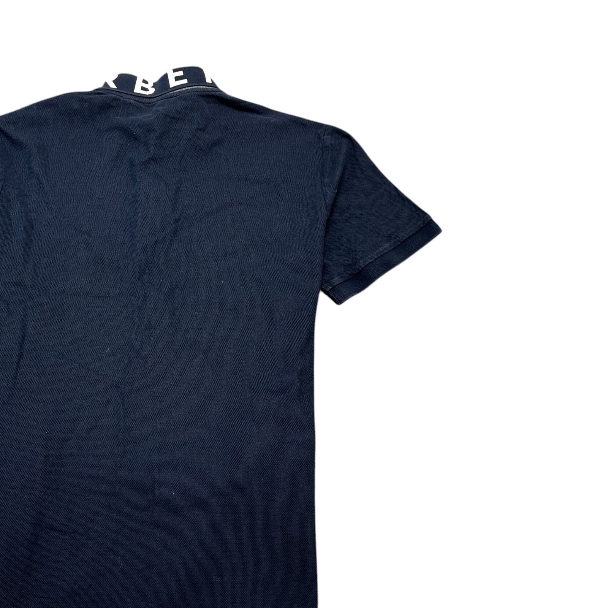 Men's Collar Logo Print Polo Shirt Navy Size L