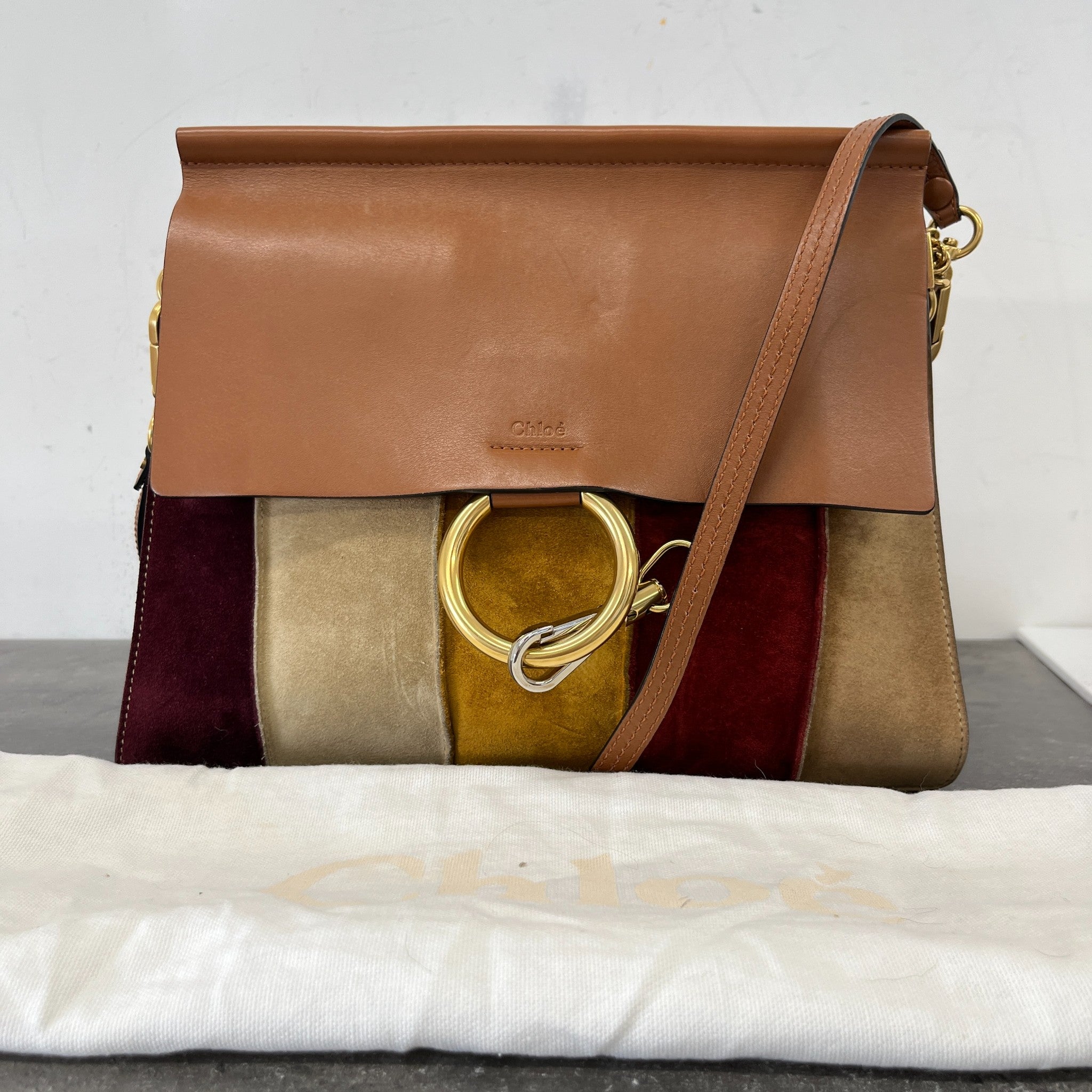 Women's Suede Patchwork Faye Bag Brown