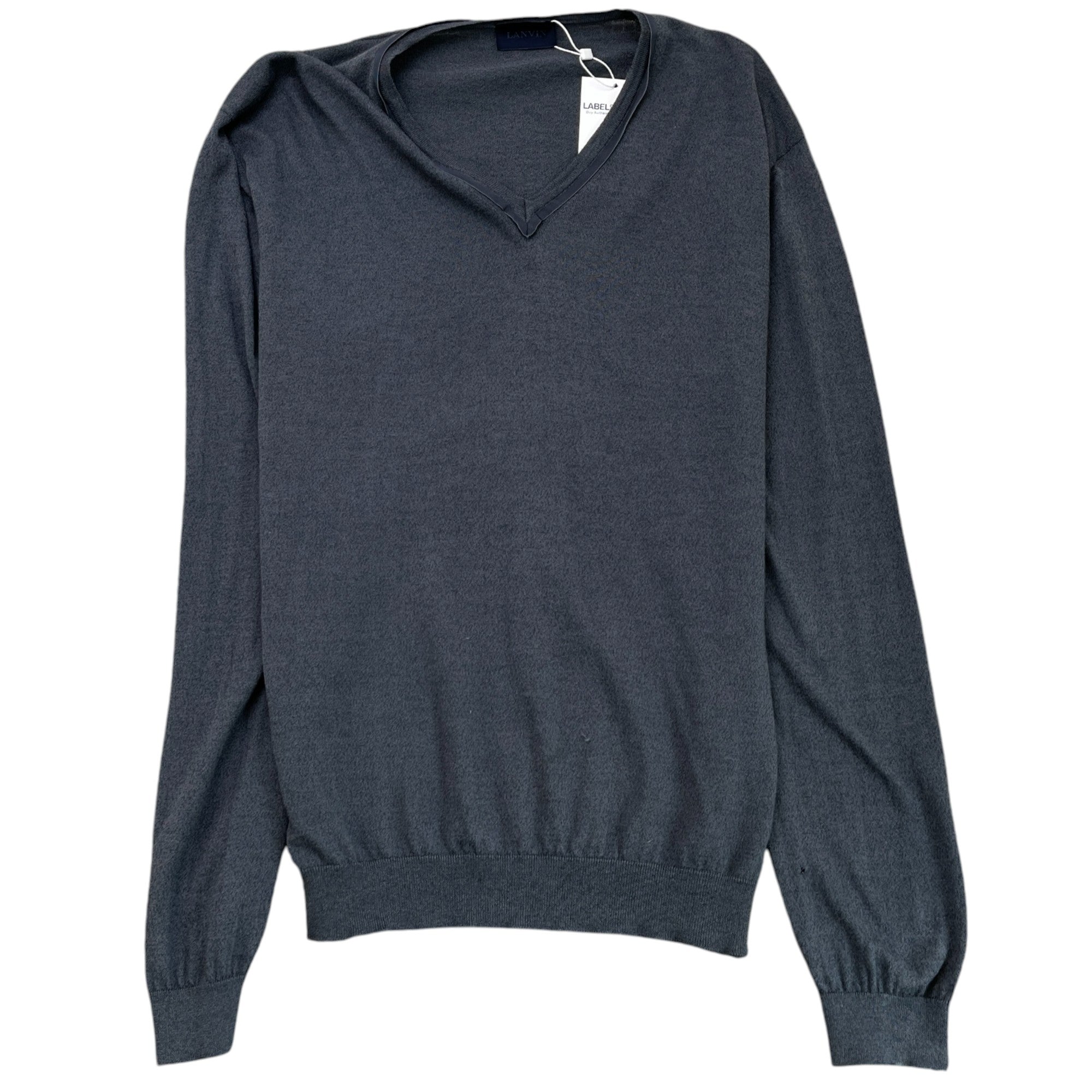 Men's V Neck Jumper Grey Size L