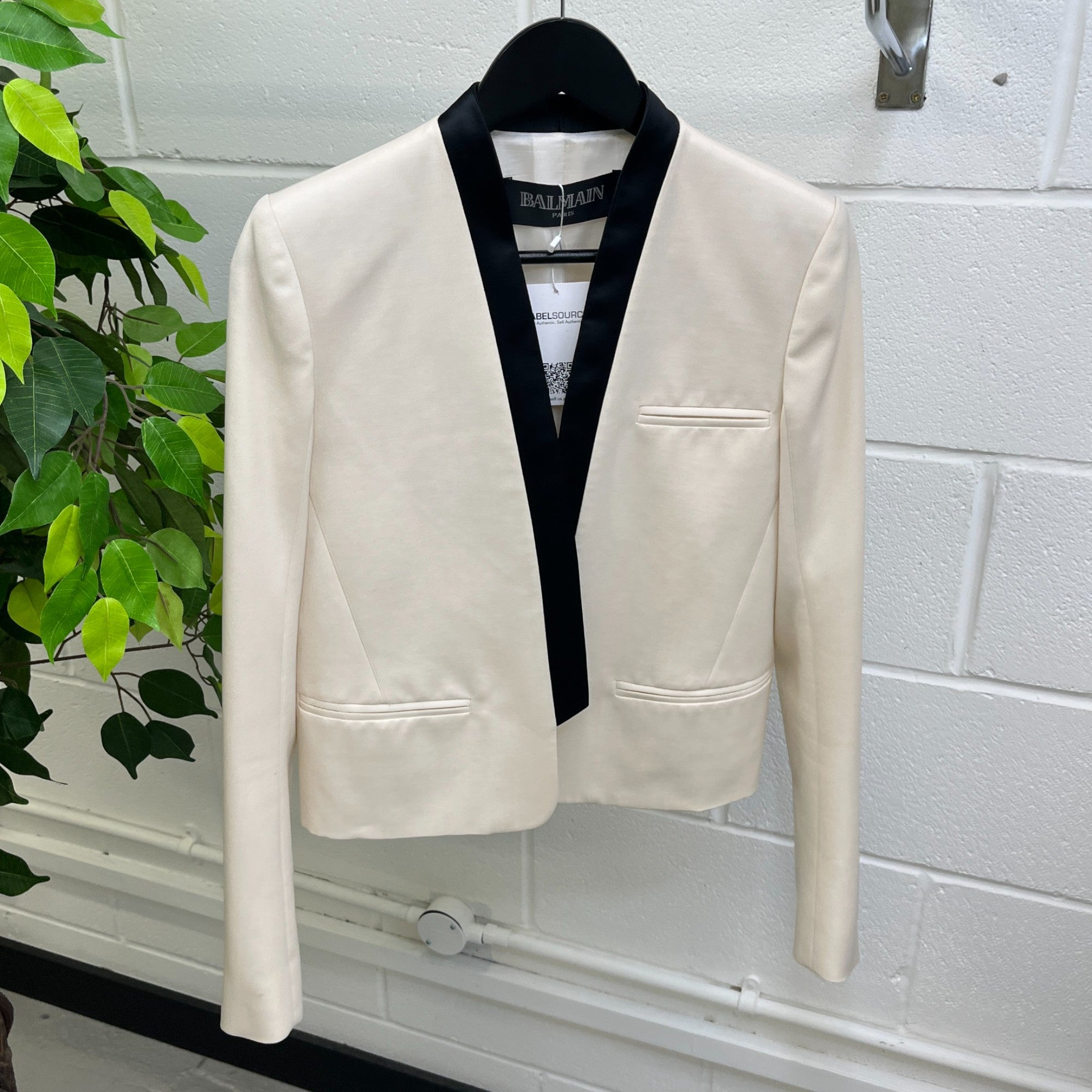 Women's Satin Trim Blazer Jacket Cream Size IT 38 / UK 6
