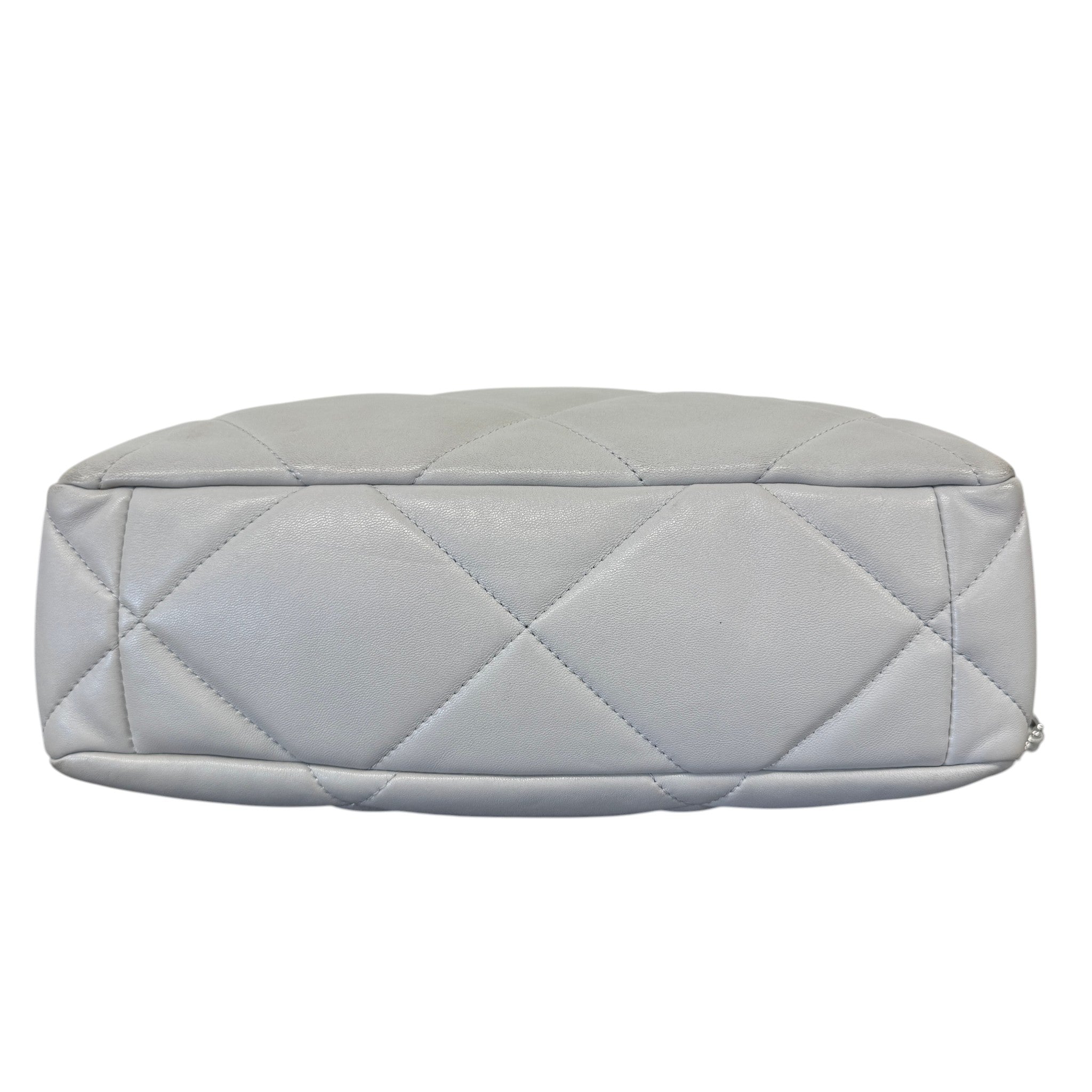 Women's Goatskin Quilted Medium 19 Flap Bag Grey