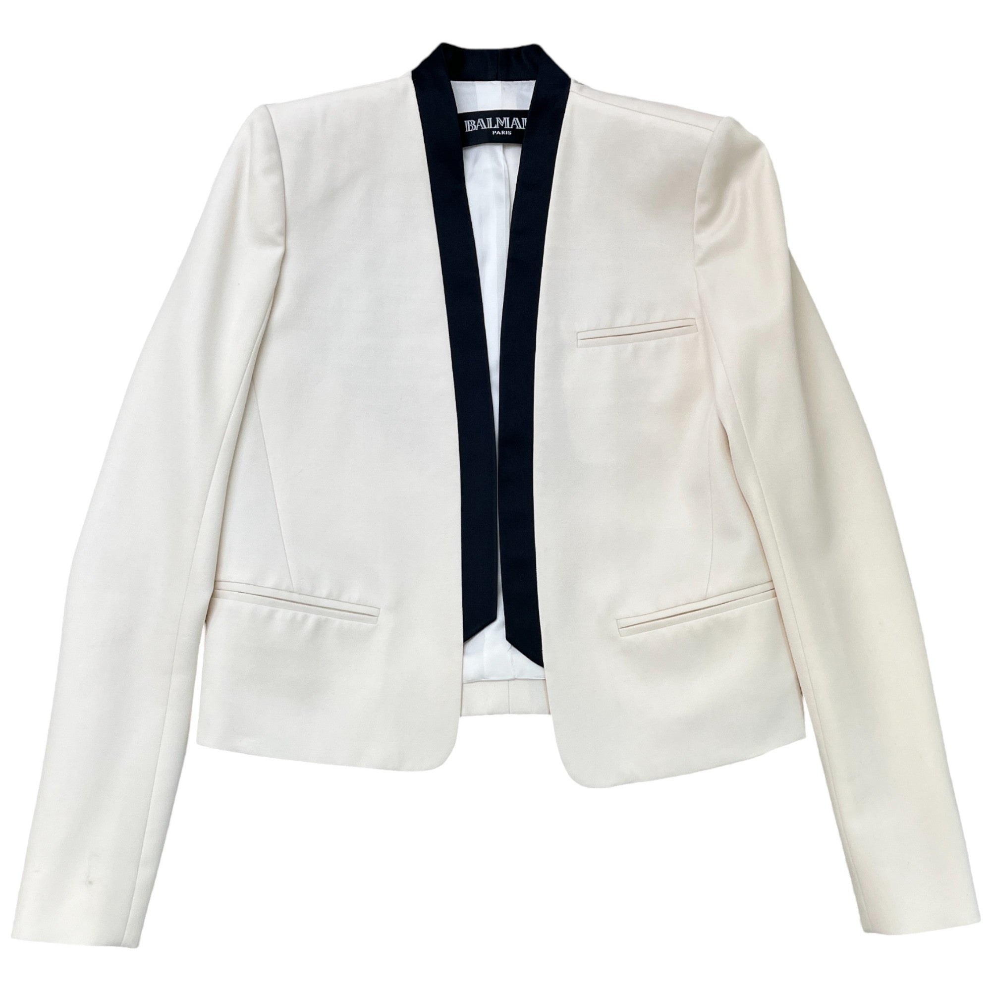 Women's Satin Trim Blazer Jacket Cream Size IT 38 / UK 6