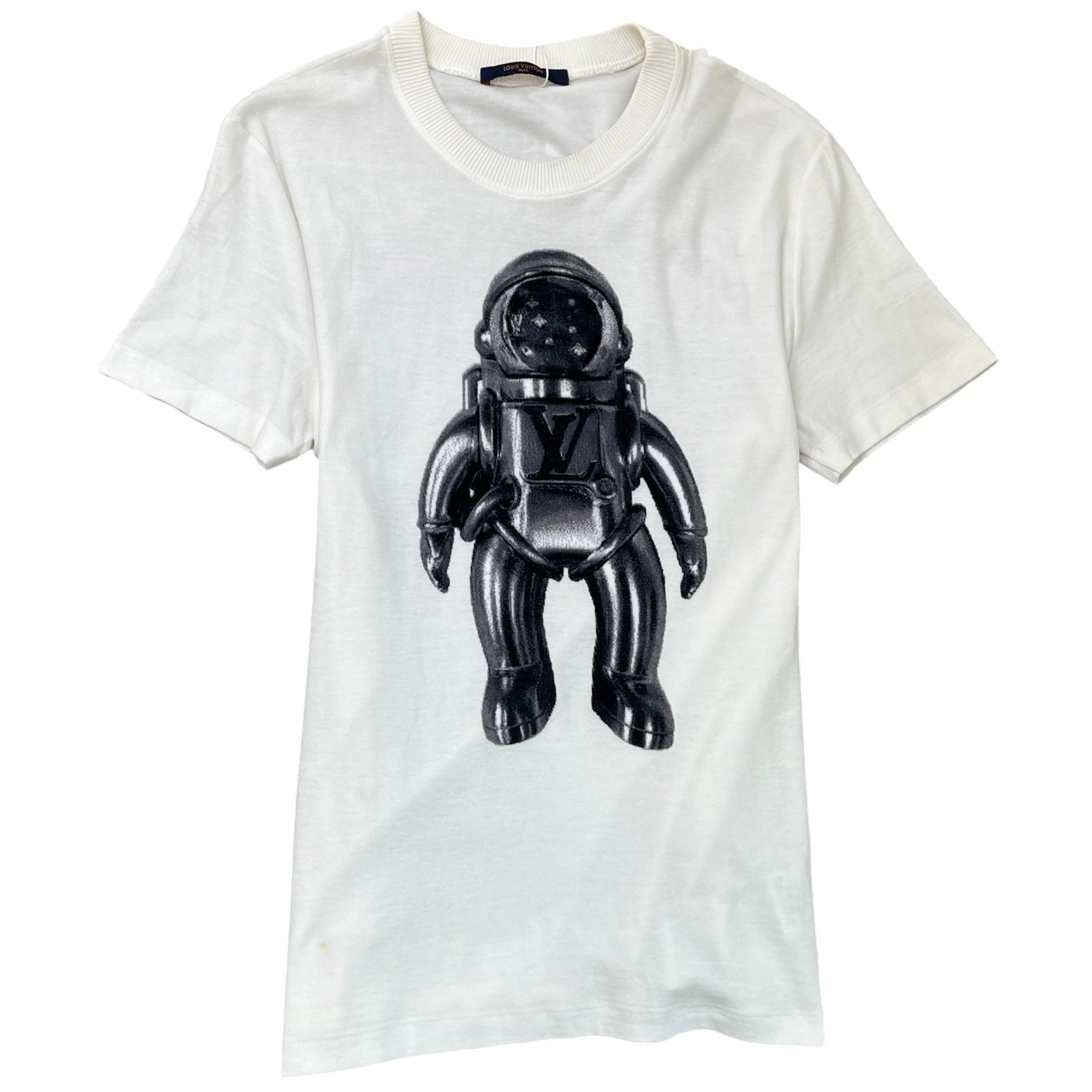 Men's Velor Astronaut Graphic T-Shirt White Size S