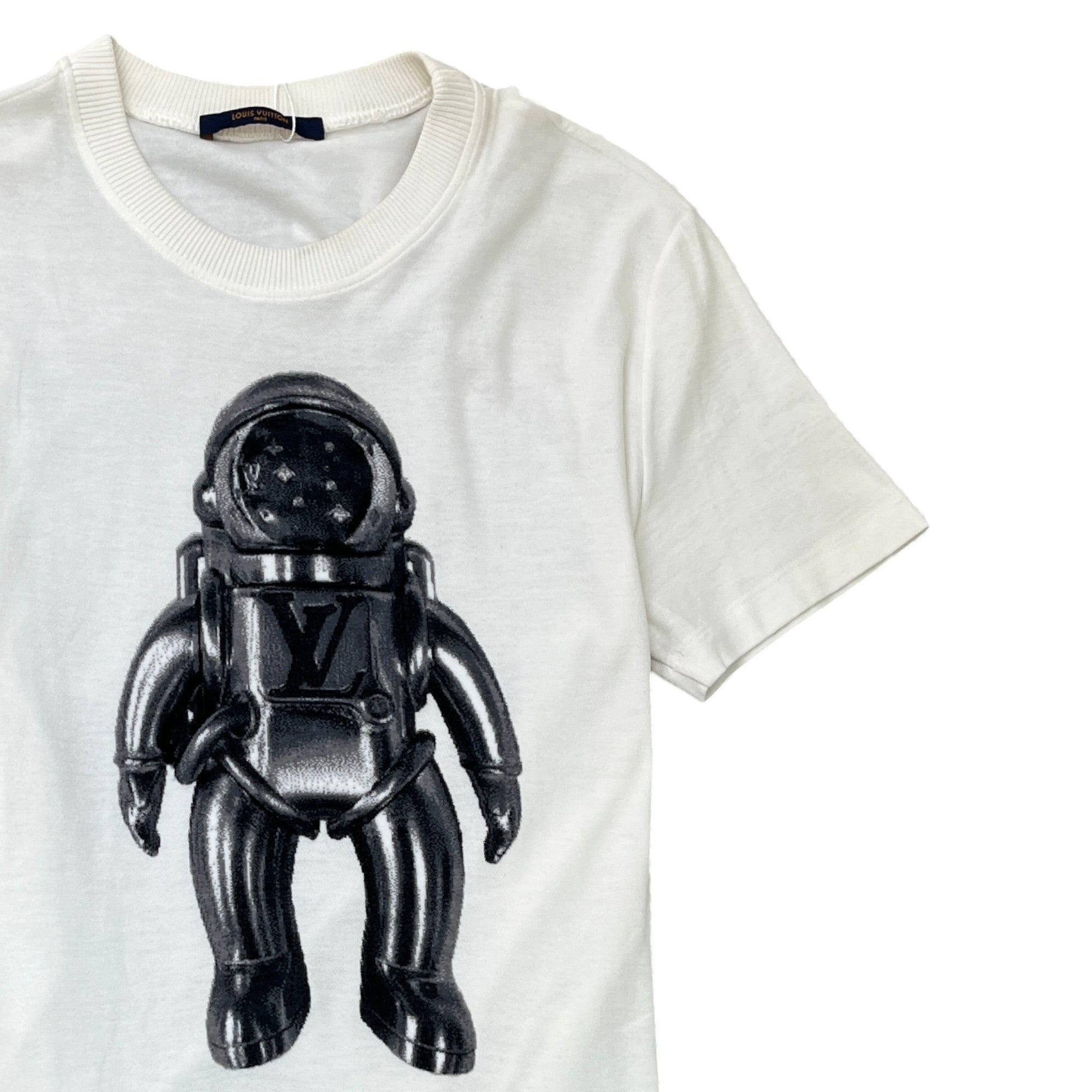 Men's Velor Astronaut Graphic T-Shirt White Size S