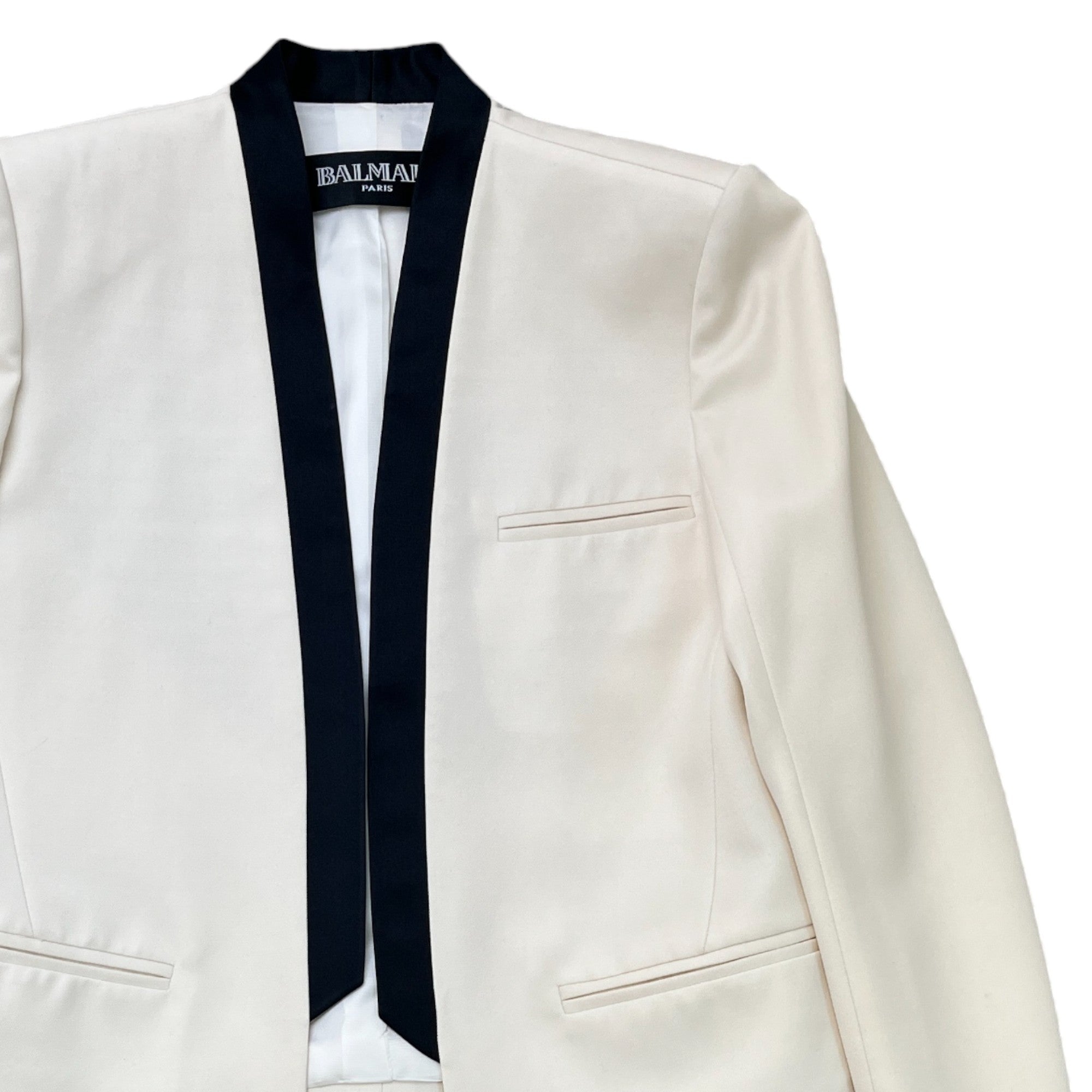 Women's Satin Trim Blazer Jacket Cream Size IT 38 / UK 6