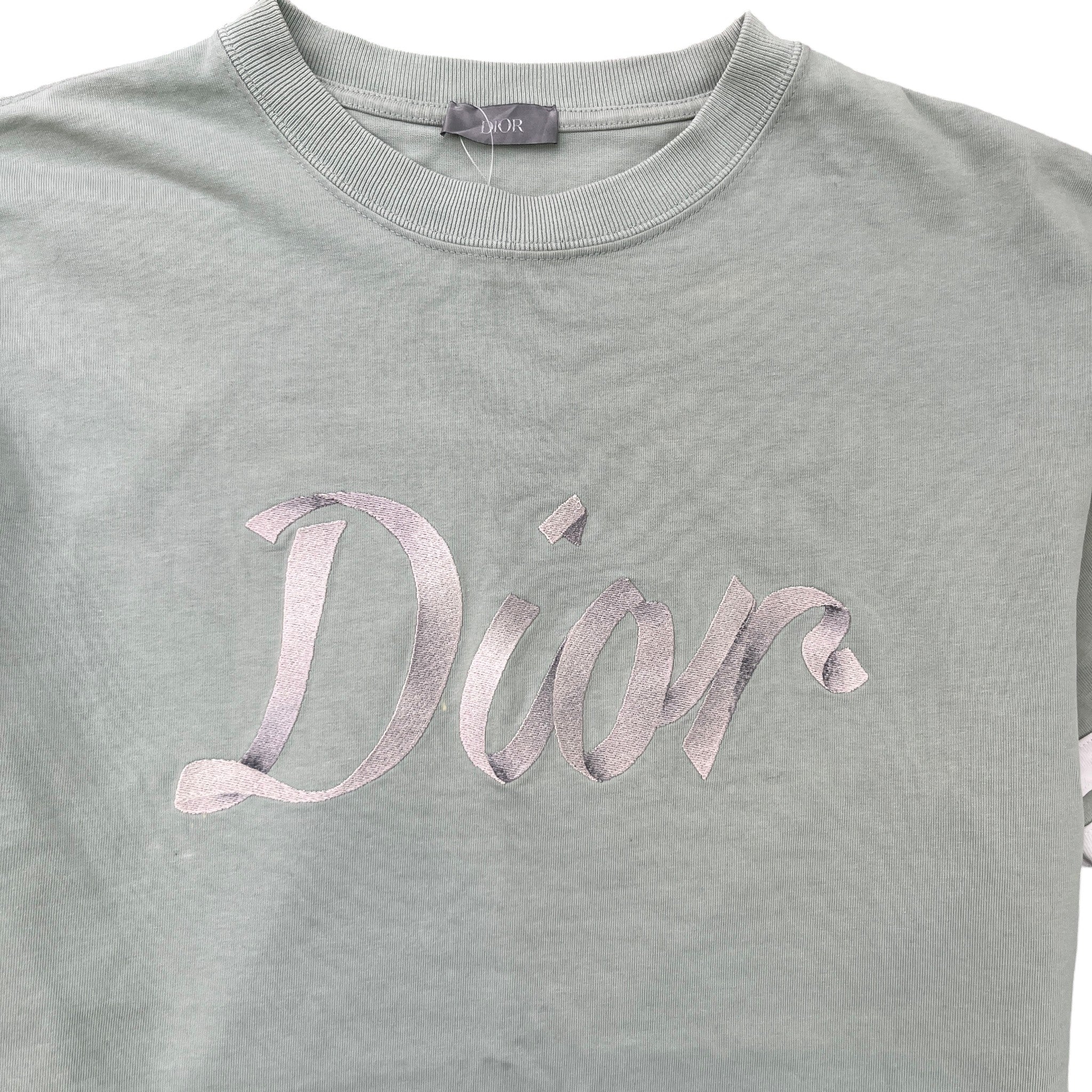 Men's Embroidered Logo Varisty T-Shirt Green Size L