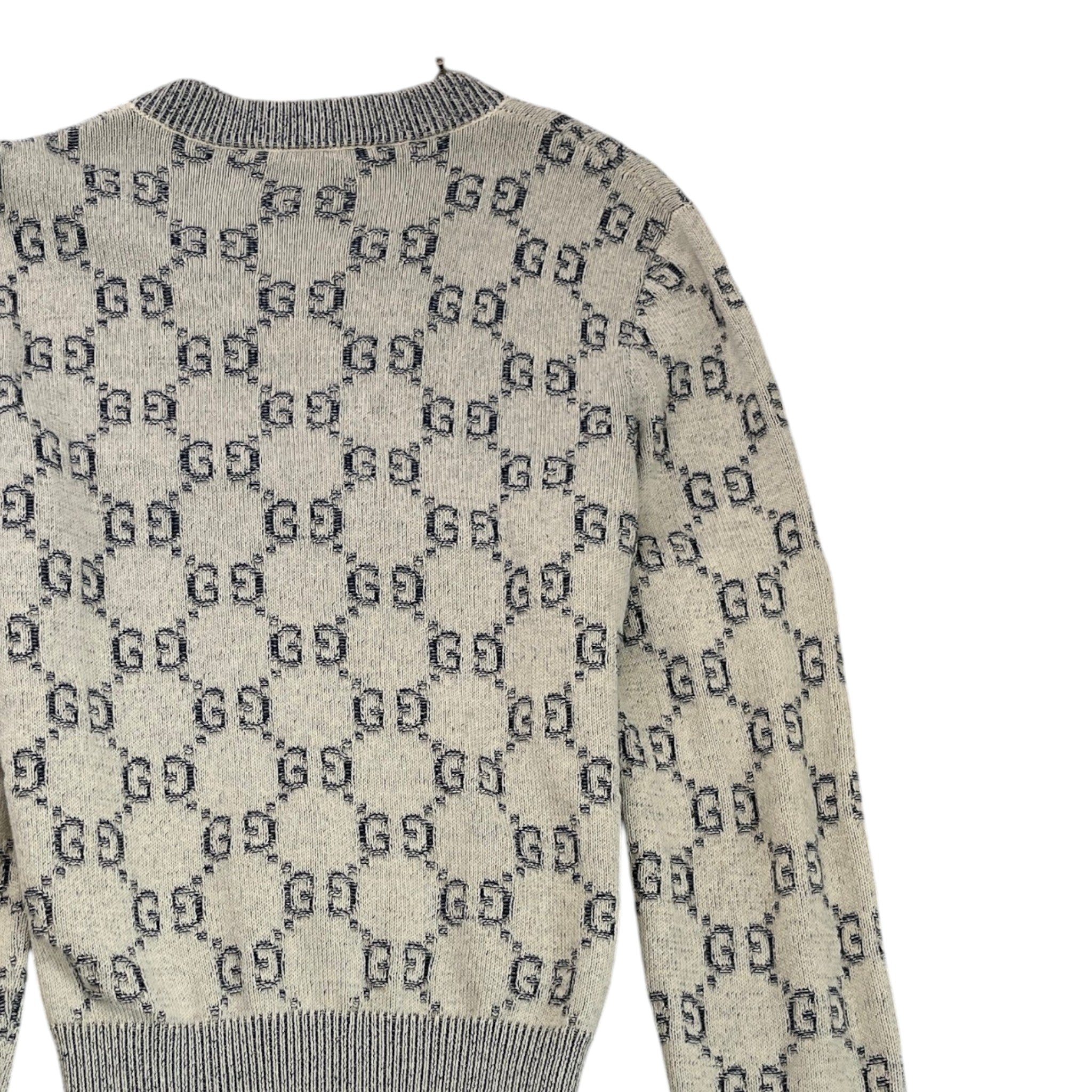 Men's Gg Supreme V Neck Sweatshirt Grey Size M