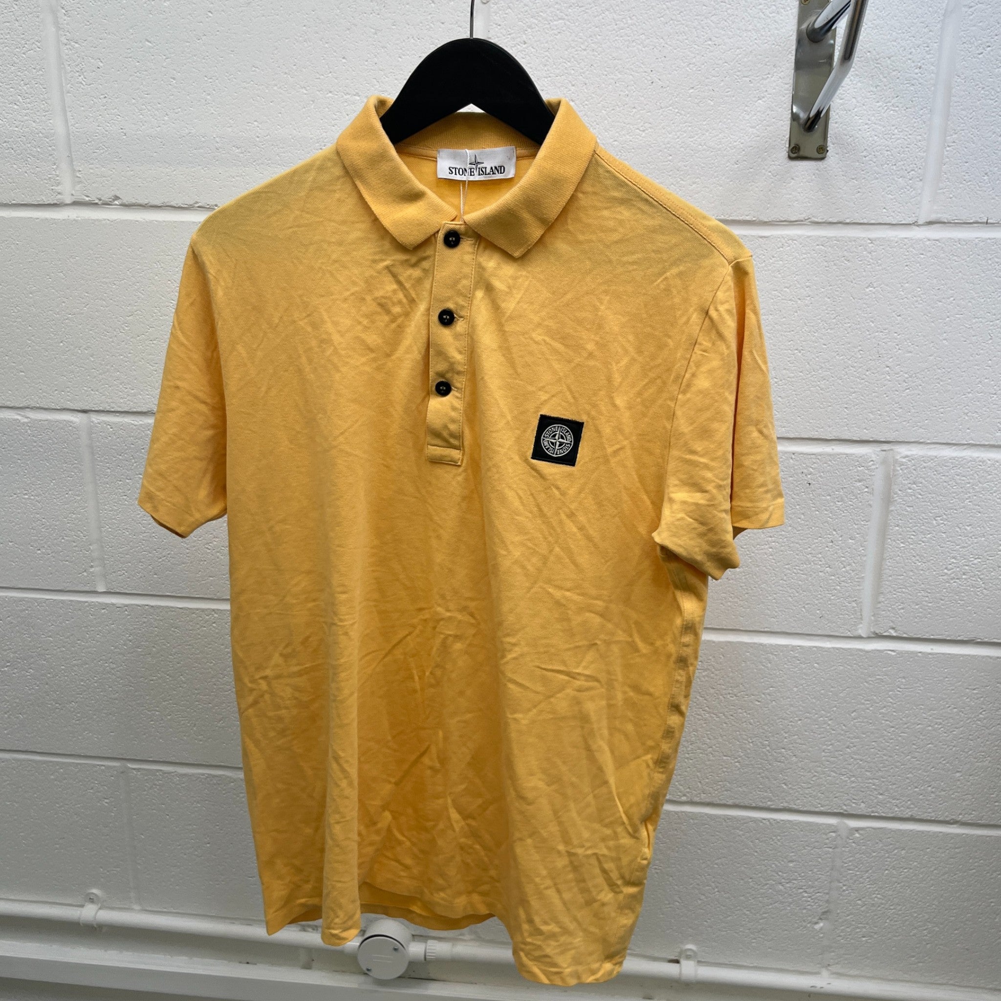 Men's Compass Logo Polo Shirt Yellow Size XL
