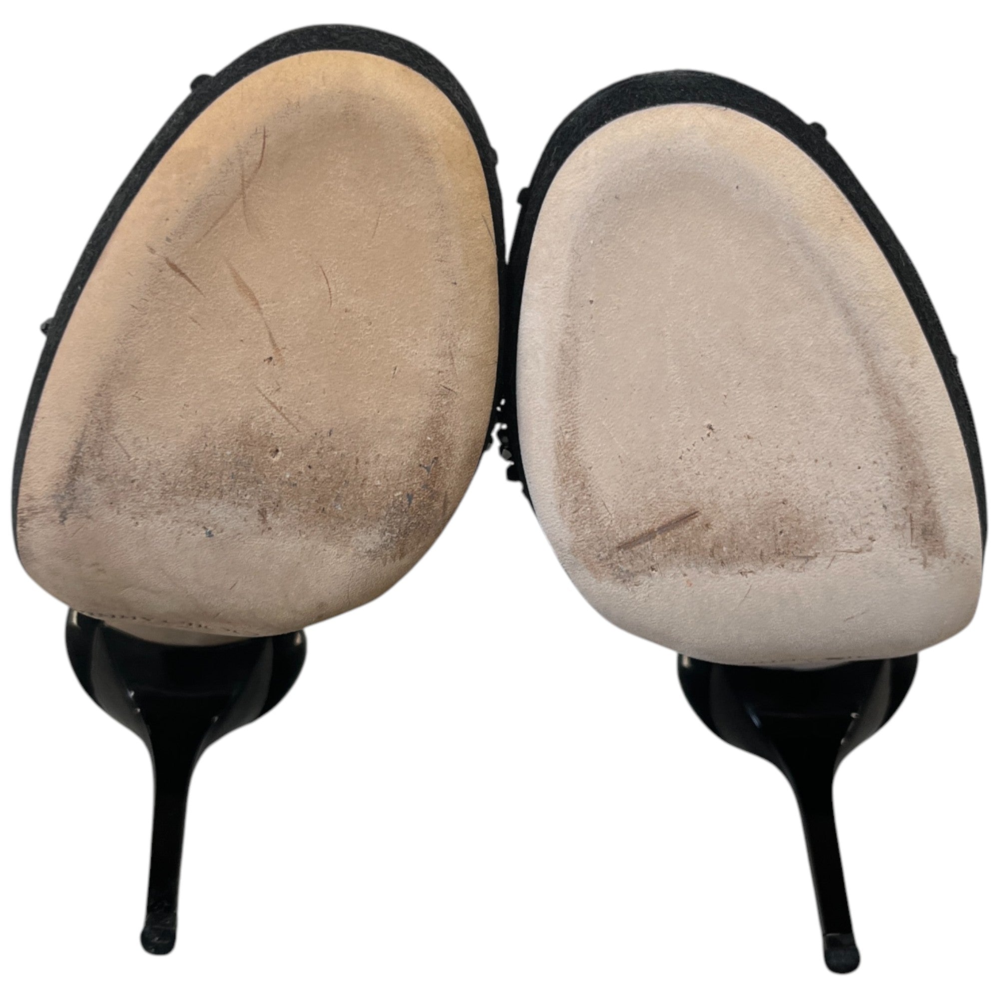 Women's Embellished Mesh Open Toe Heels Black Size EU 37.5 / UK 4.5