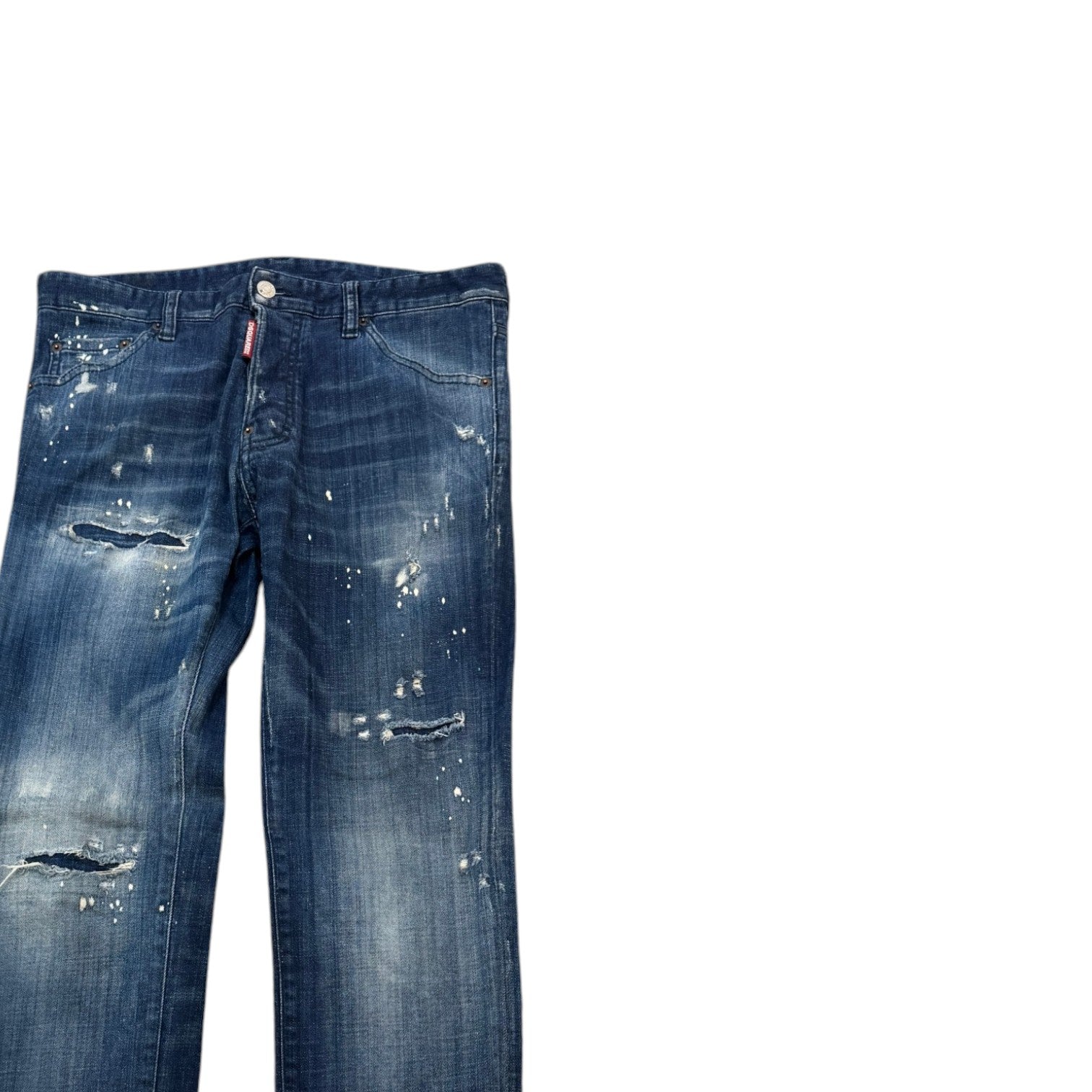Men's Distressed Paint Splatter Jeans Blue Size IT 48 / UK 32