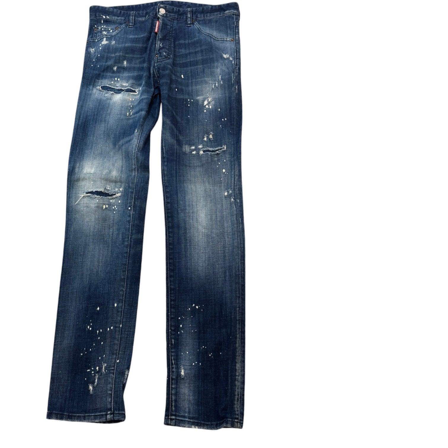 Men's Distressed Paint Splatter Jeans Blue Size IT 48 / UK 32