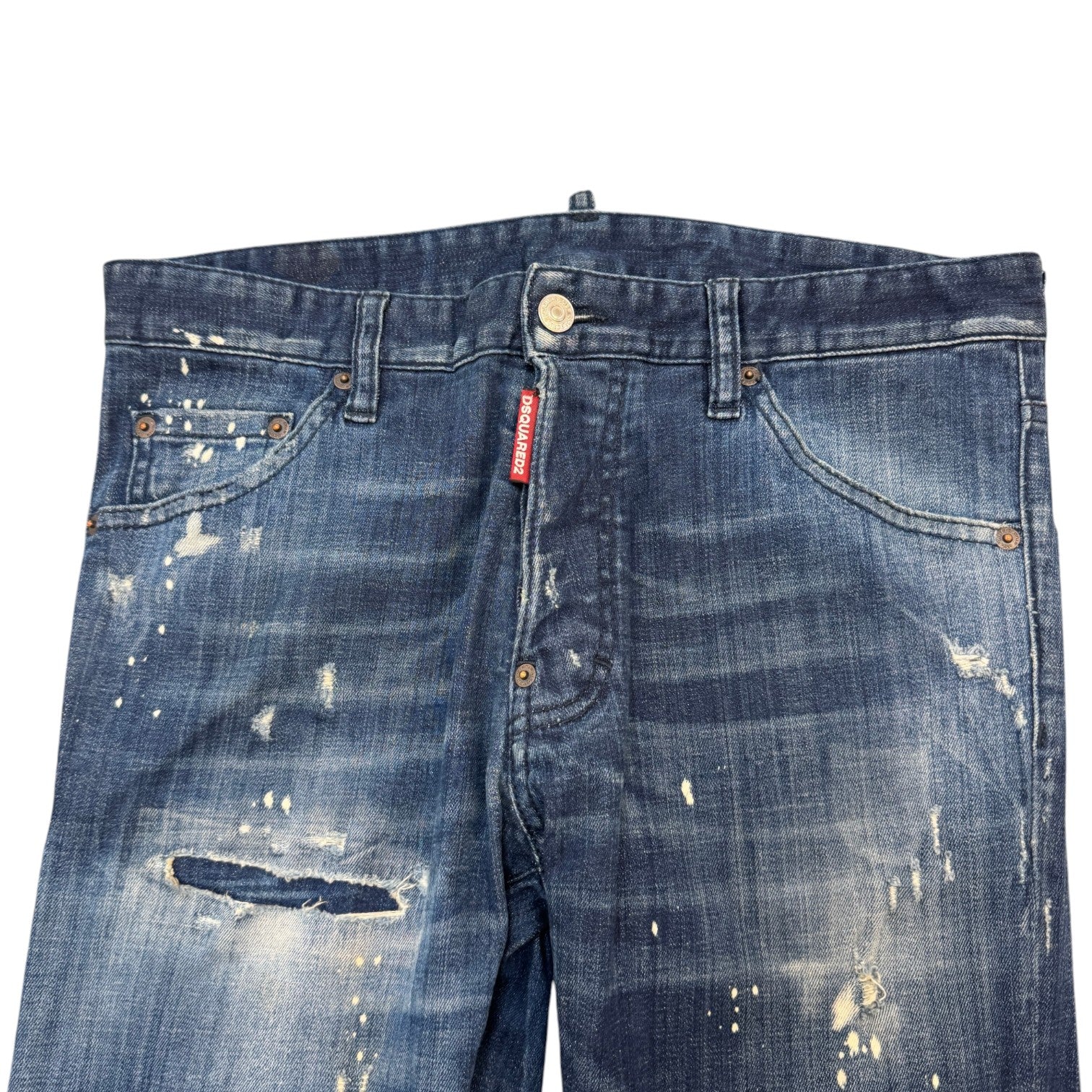 Men's Distressed Paint Splatter Jeans Blue Size IT 48 / UK 32