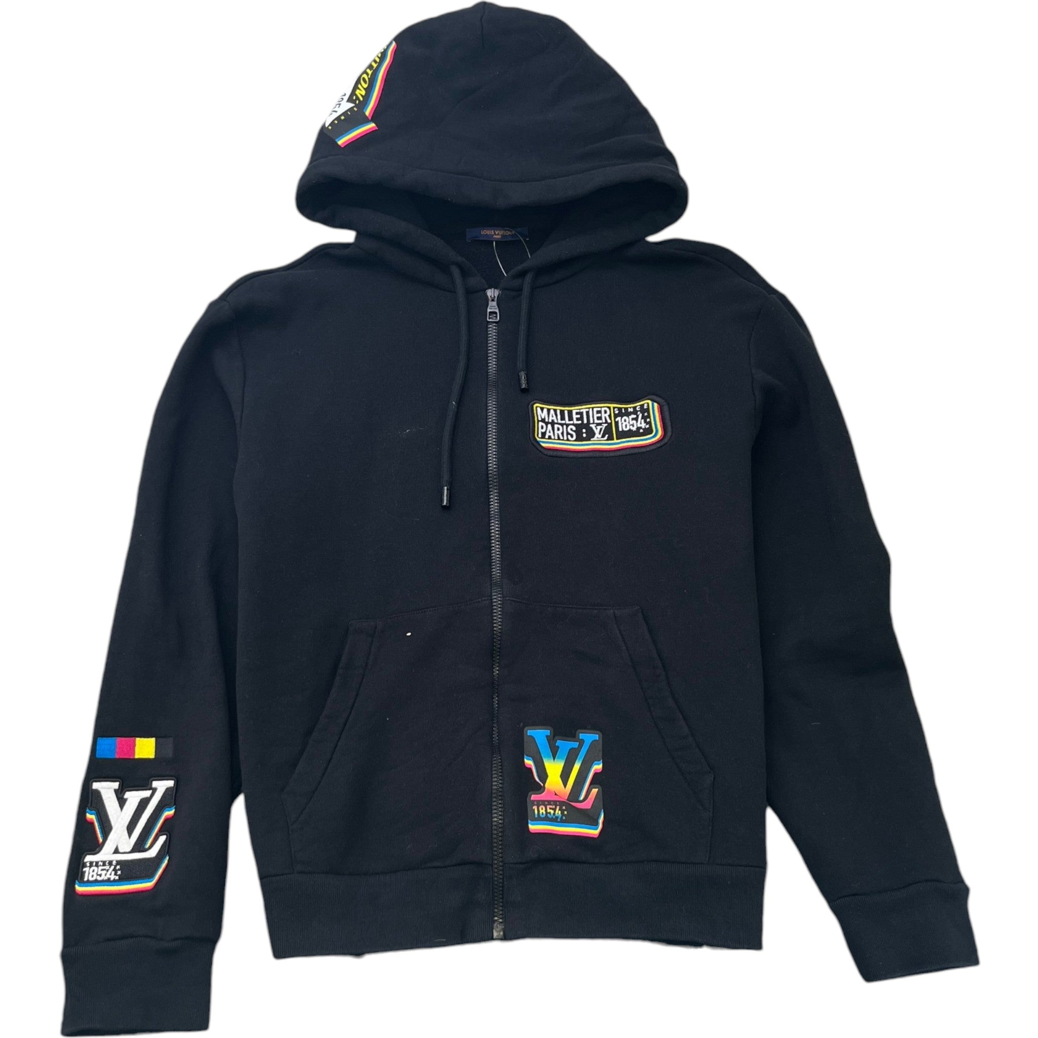 Men's Lv Malletier Zip Up Hoodie Black Size XL