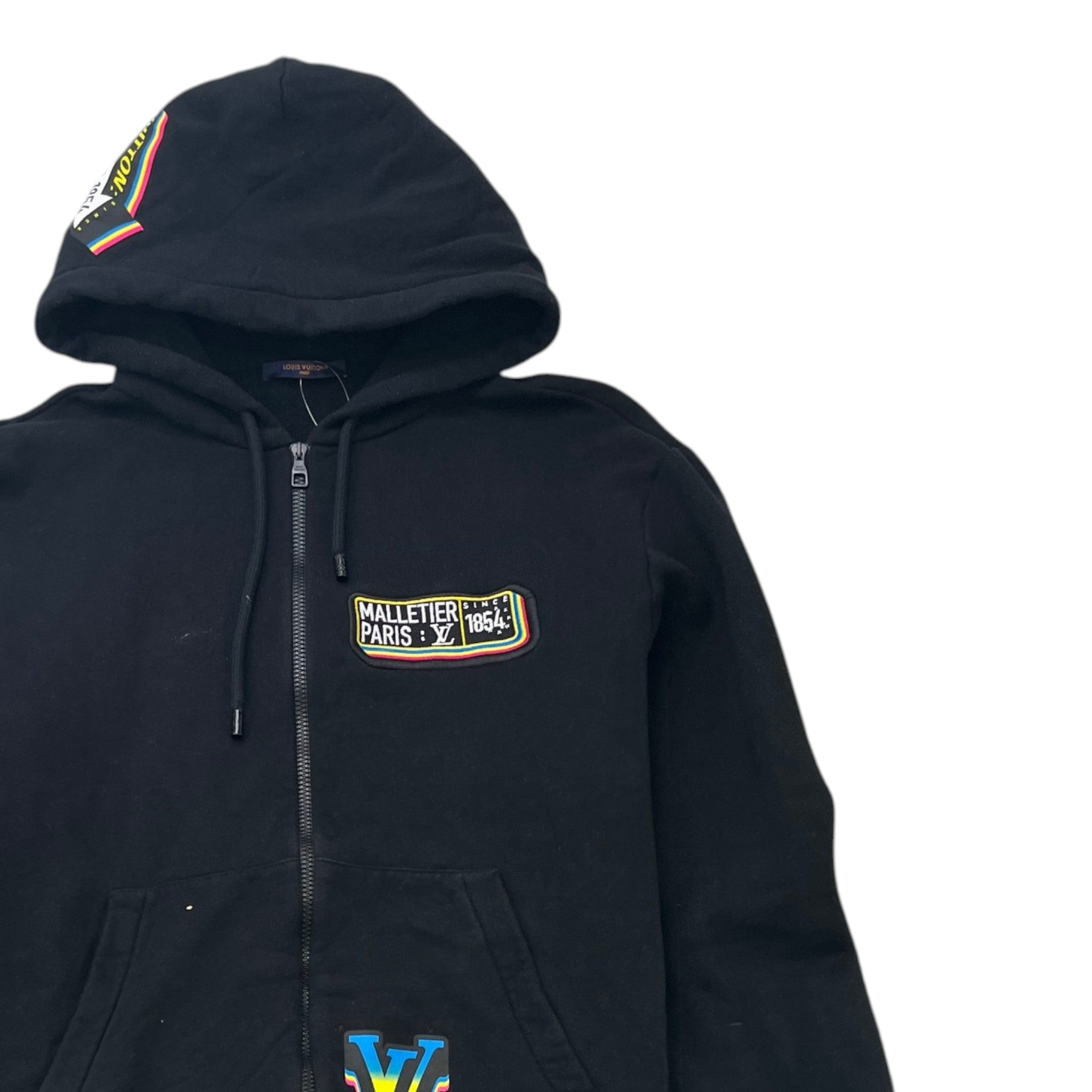 Men's Lv Malletier Zip Up Hoodie Black Size XL