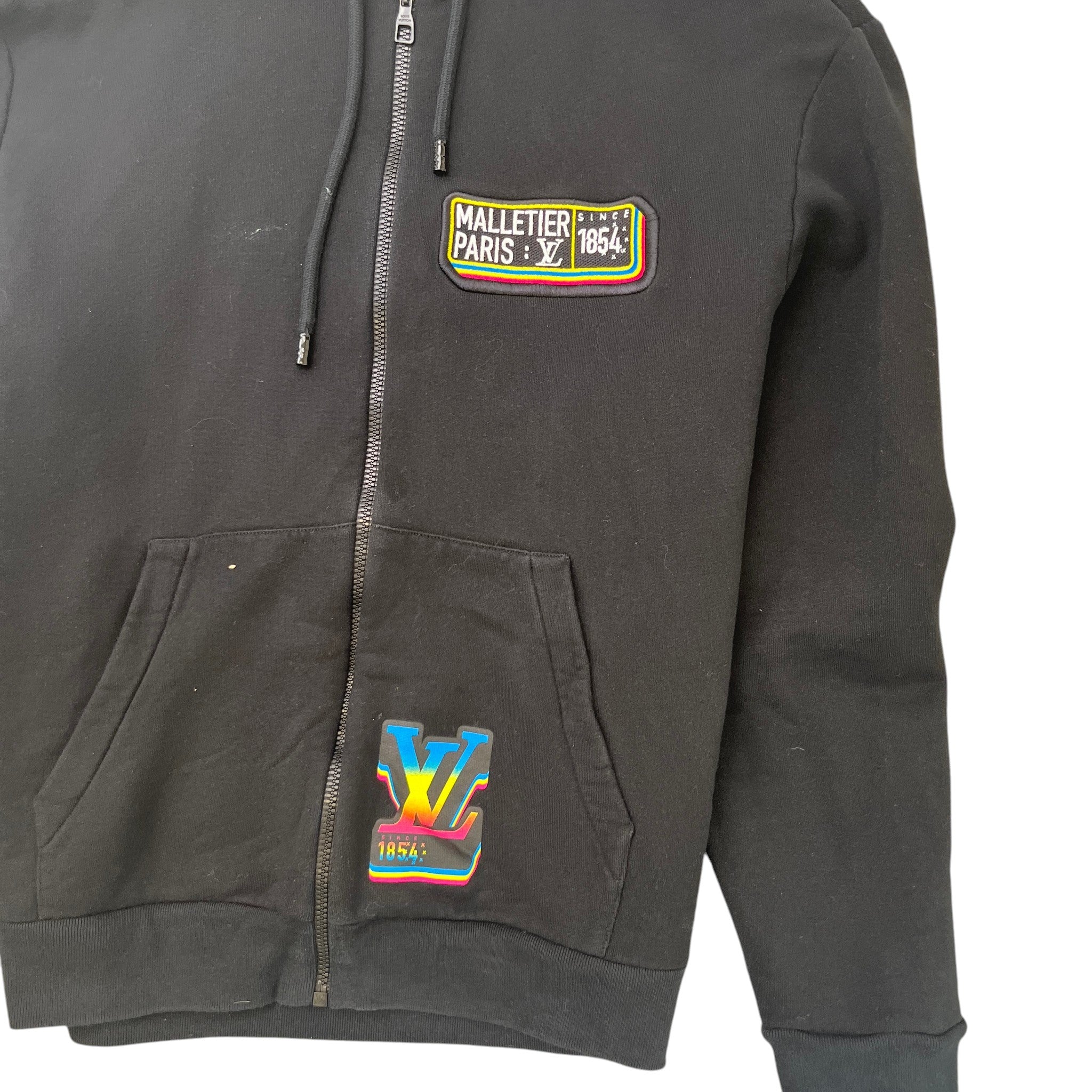 Men's Lv Malletier Zip Up Hoodie Black Size XL