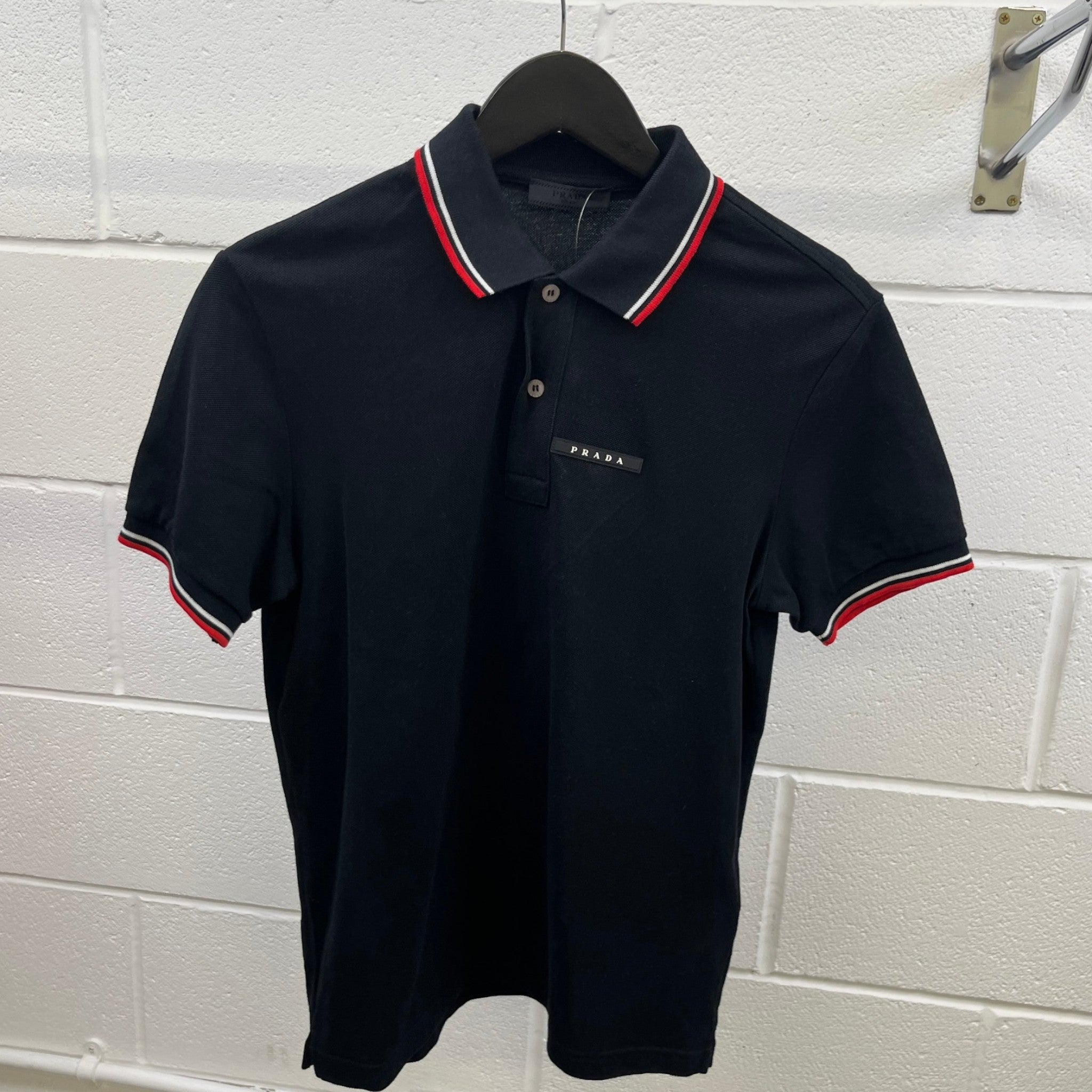 Men's Rubber Logo Polo Shirt Black Size S