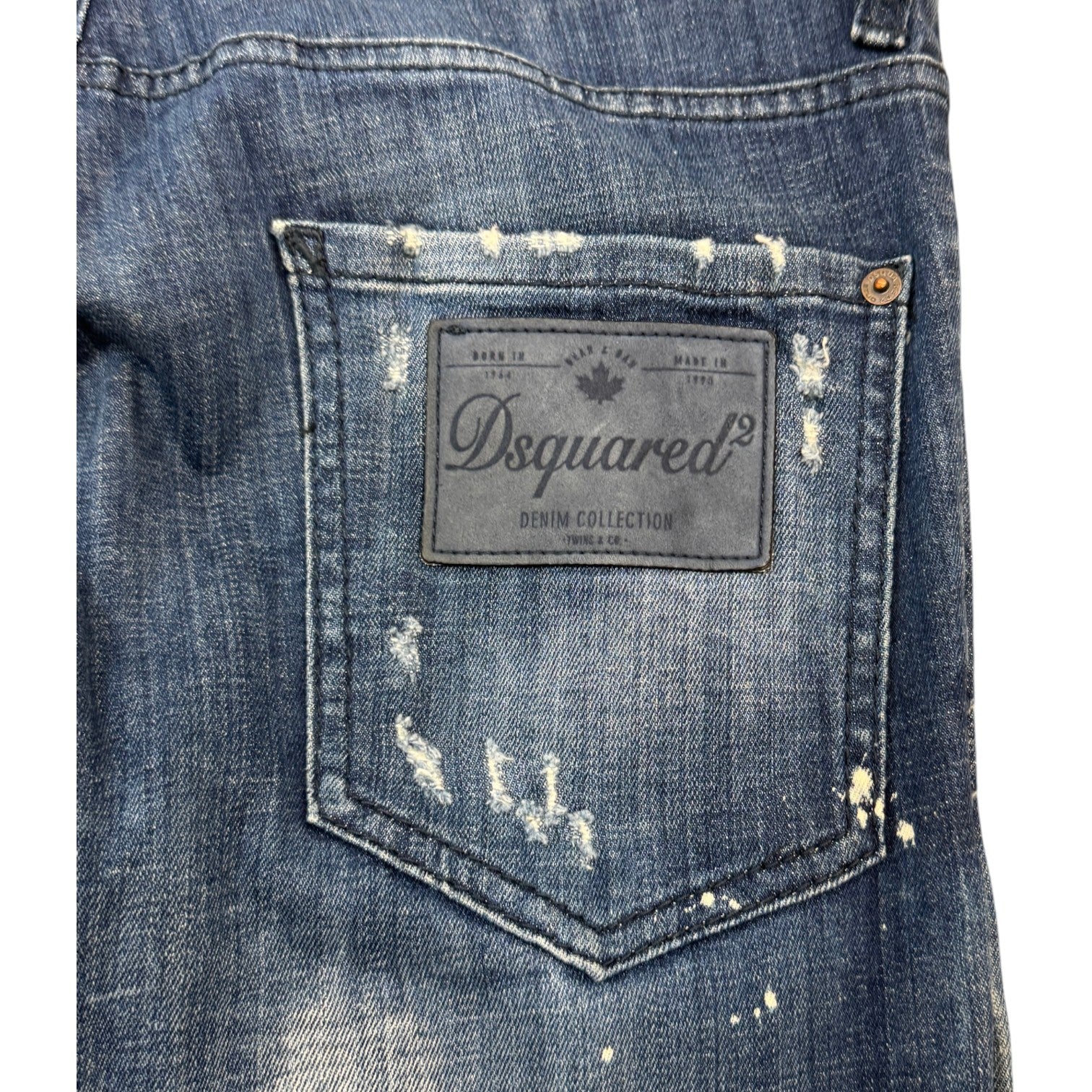 Men's Distressed Paint Splatter Jeans Blue Size IT 48 / UK 32