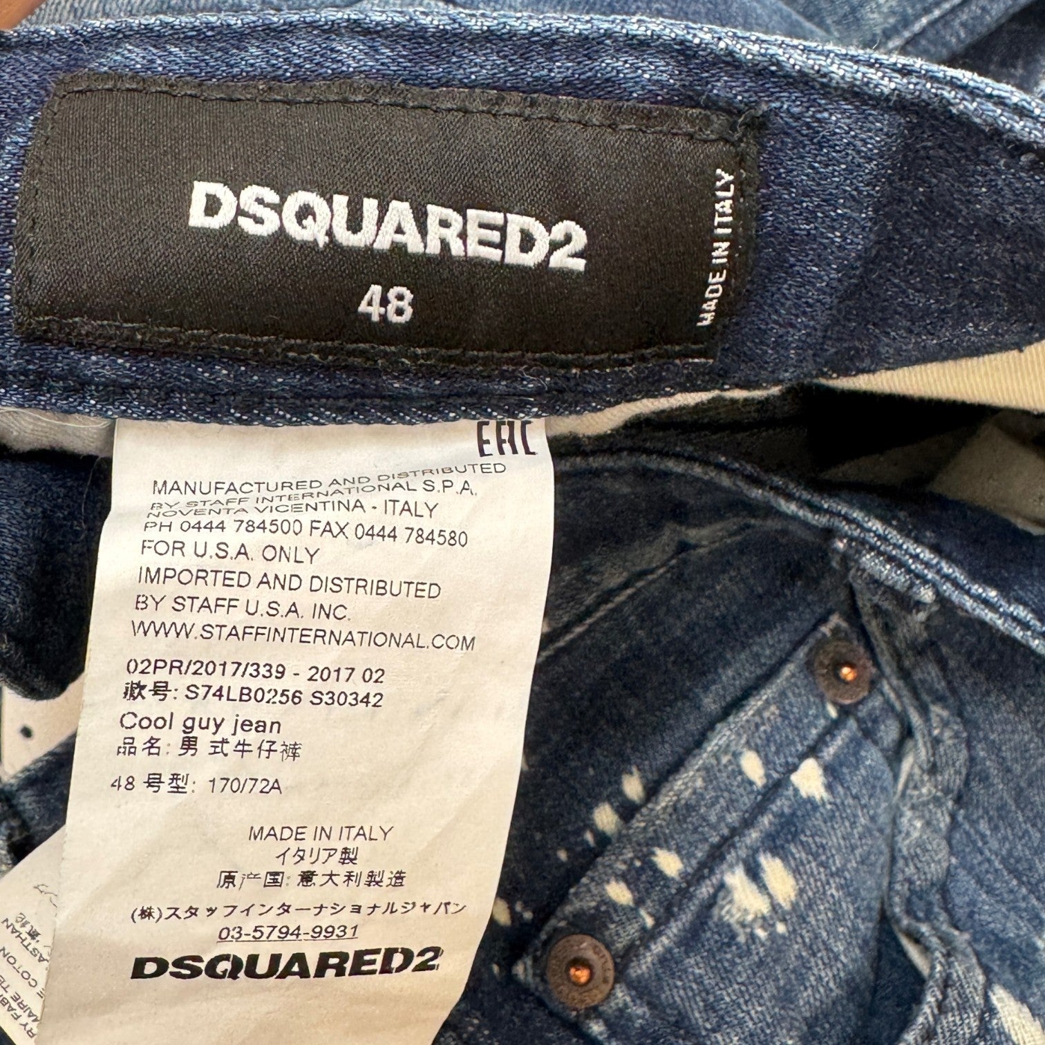 Men's Distressed Paint Splatter Jeans Blue Size IT 48 / UK 32