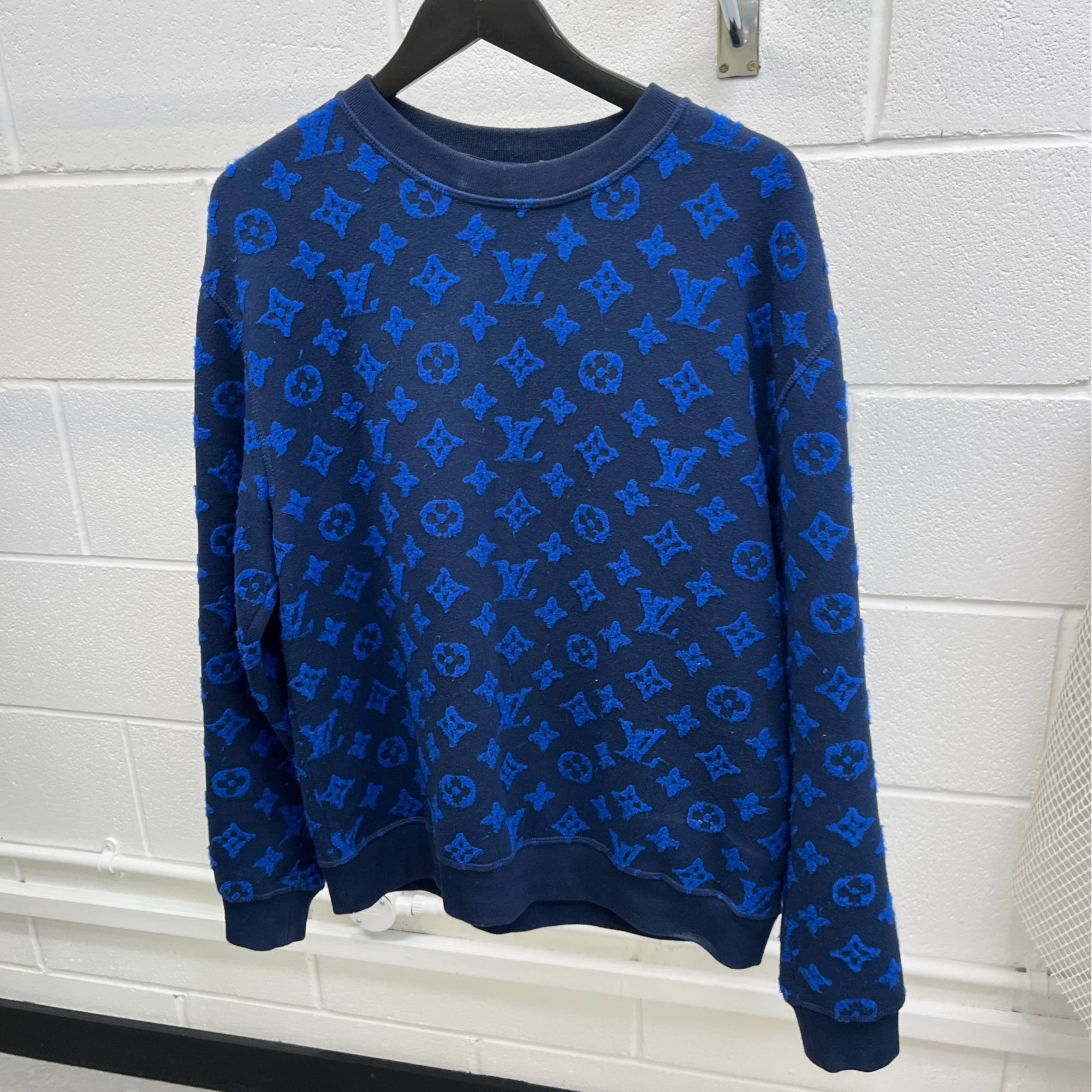Men's Monogram Jacquard Knit Jumper Blue Size M