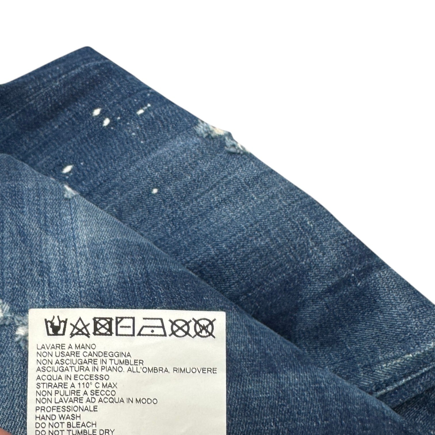 Men's Distressed Paint Splatter Jeans Blue Size IT 48 / UK 32