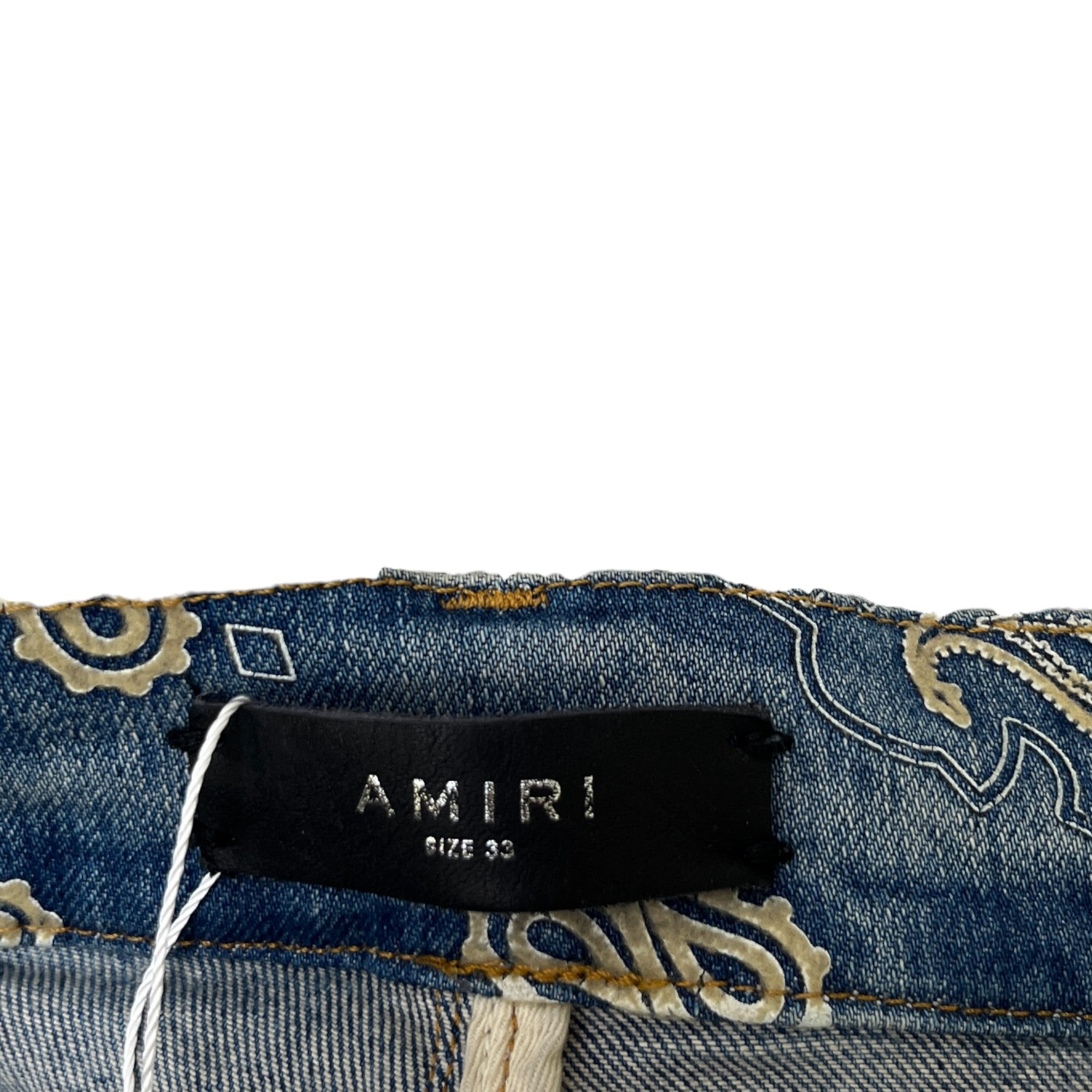 Men's Flocked Paisley Bandana Jeans Blue Size Waist 33"
