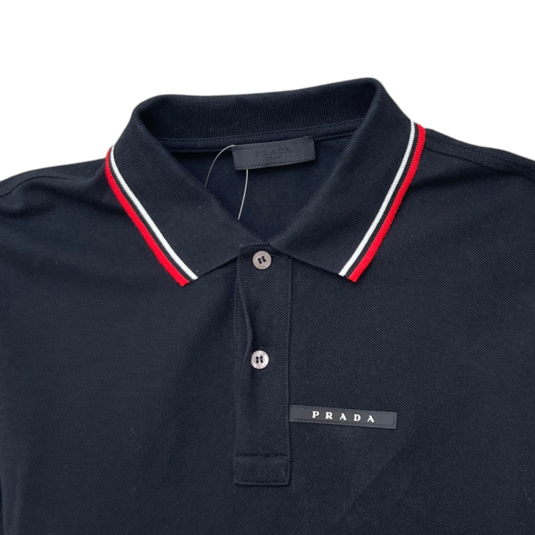 Men's Rubber Logo Polo Shirt Black Size S