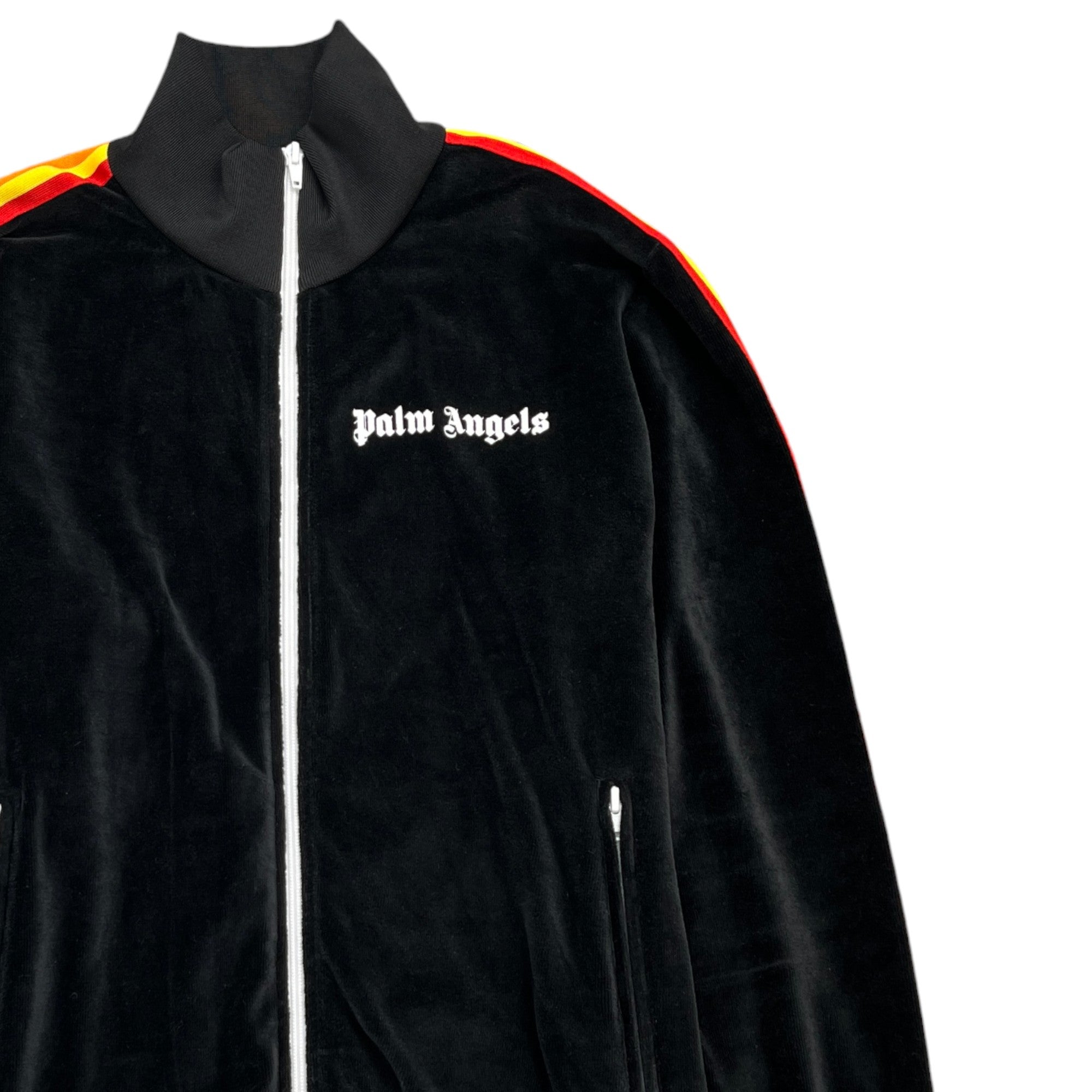 Men's Velour Rainbow Logo Track Jacket Black Size M