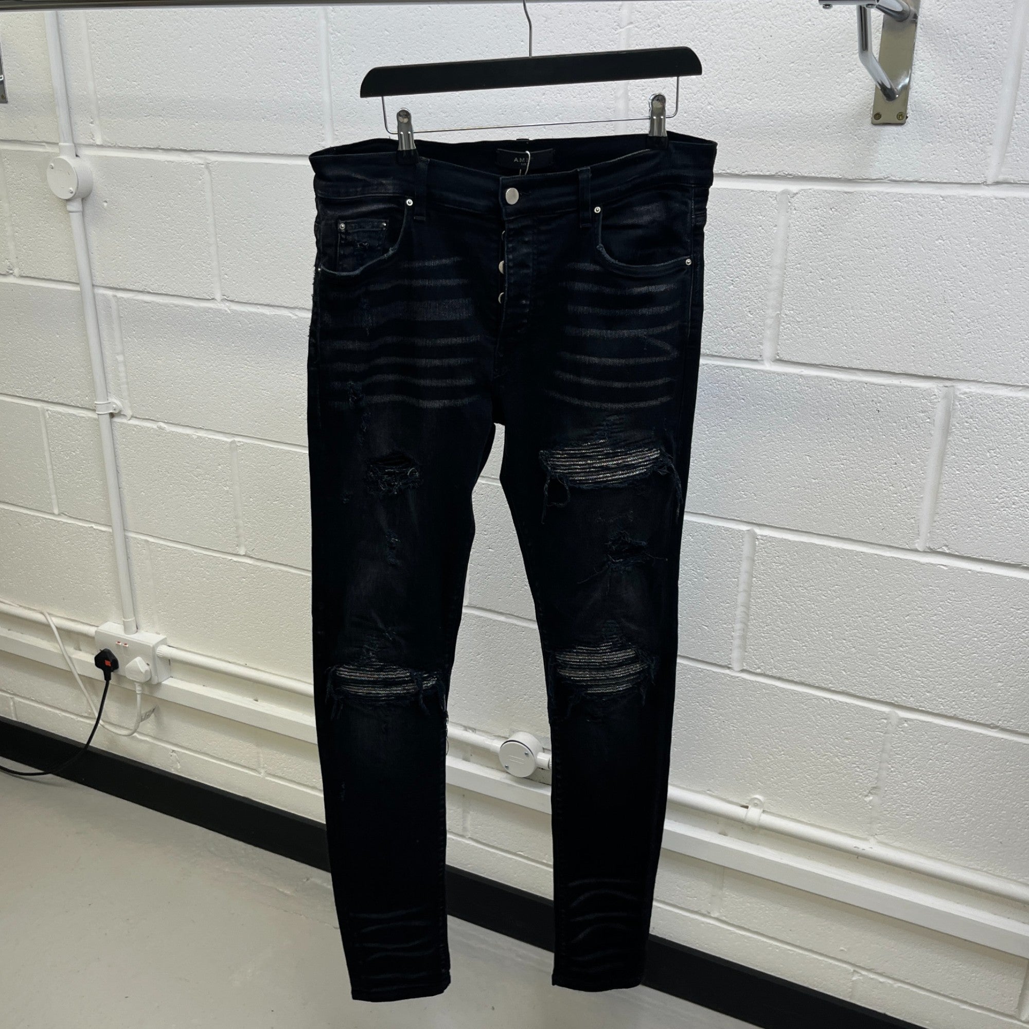 Men's Mx1 Distressed Jeans Black Size Waist 34"