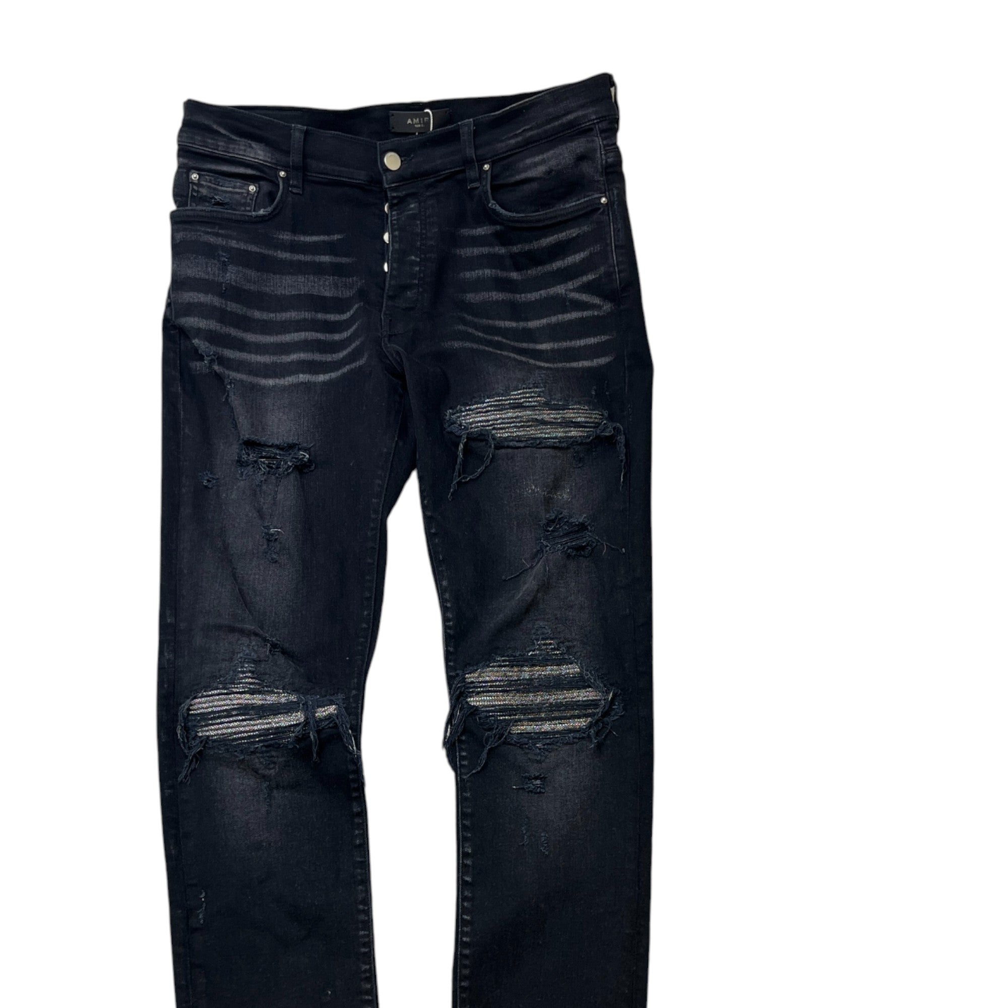 Men's Mx1 Distressed Jeans Black Size Waist 34"