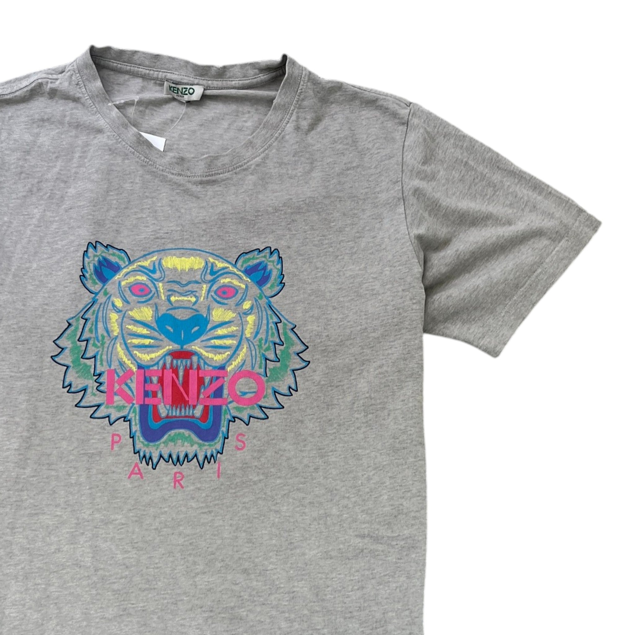 Men's Tiger Print T-Shirt Grey Size M
