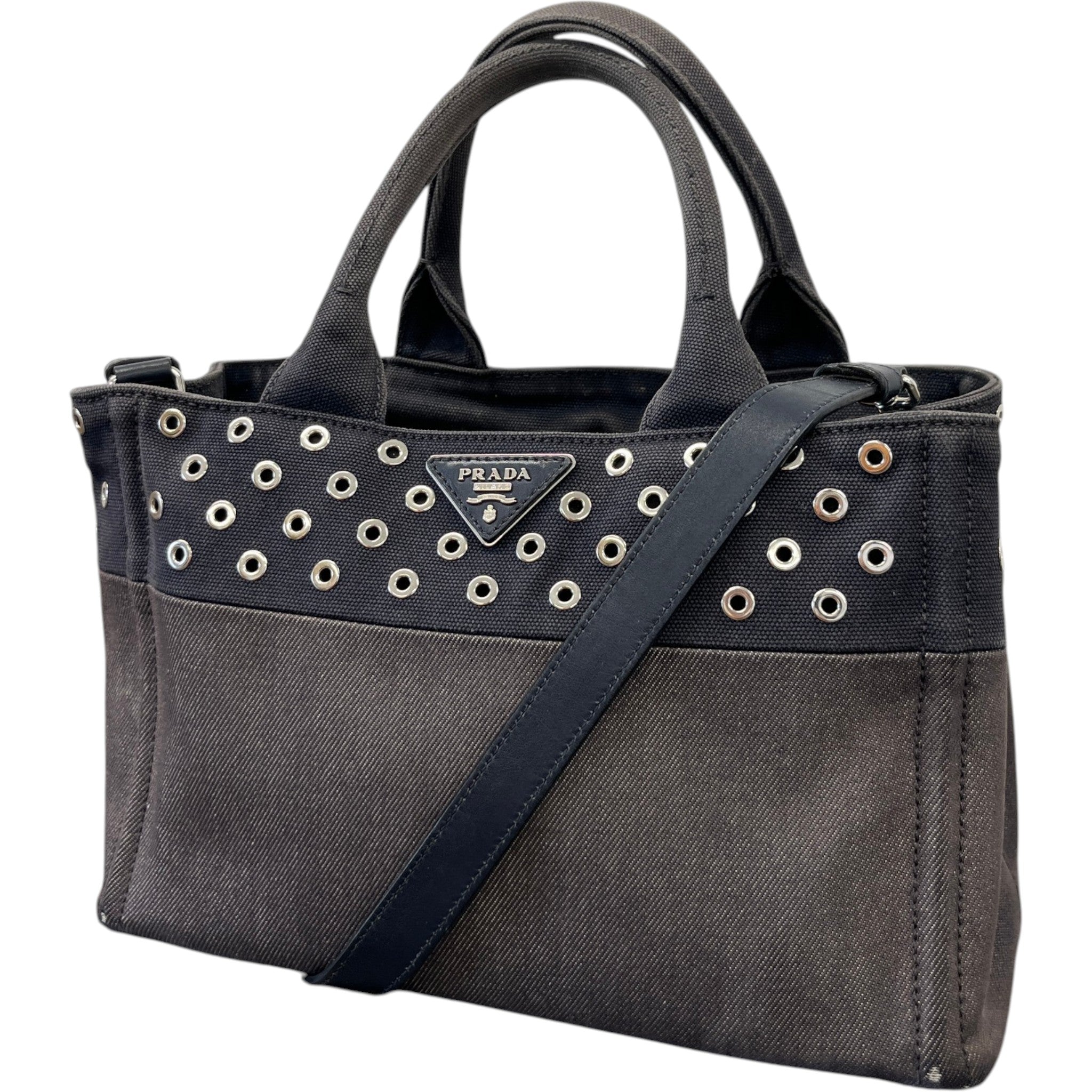 Women's Plaque Logo Denim Patch Handbag Navy