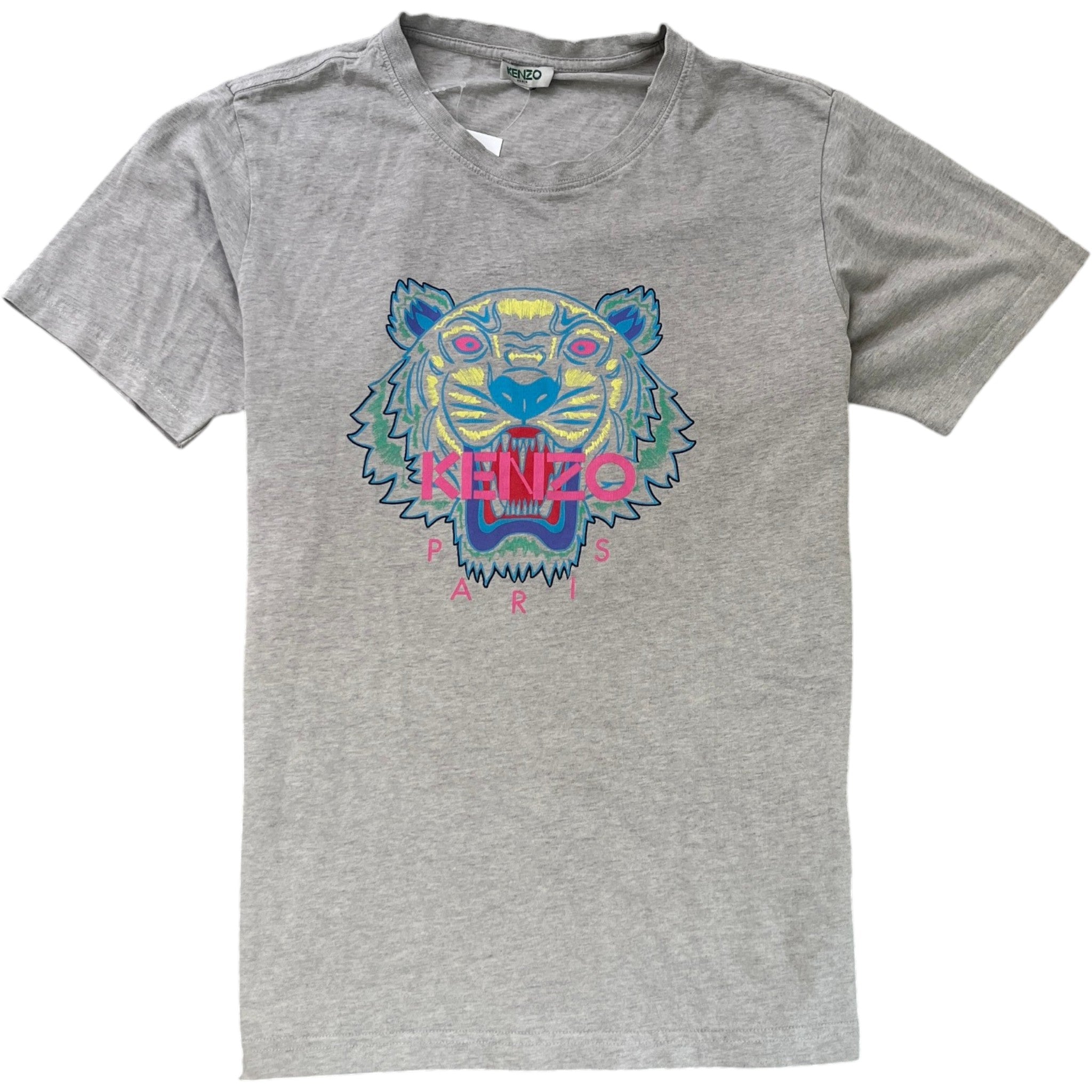 Men's Tiger Print T-Shirt Grey Size M