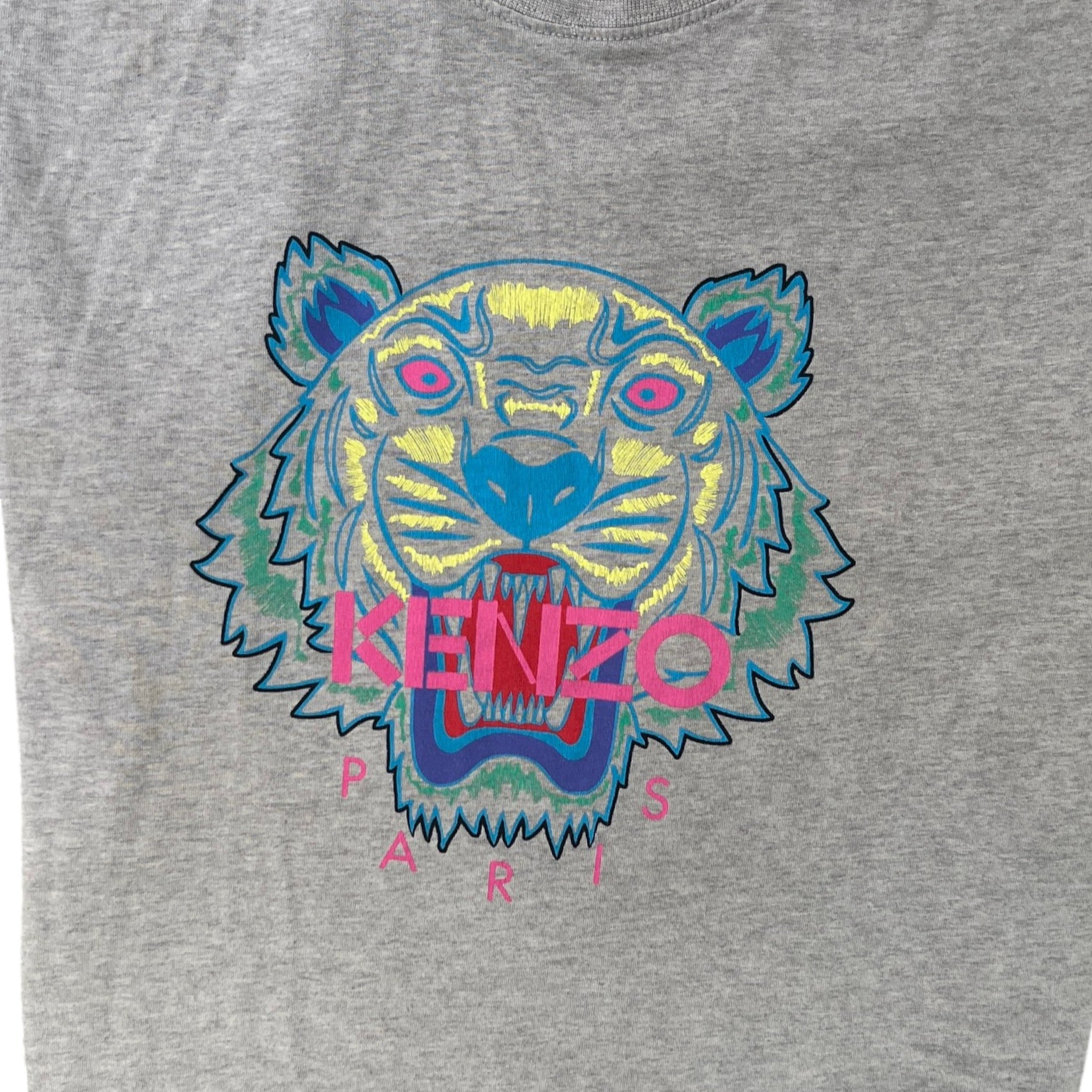 Men's Tiger Print T-Shirt Grey Size M
