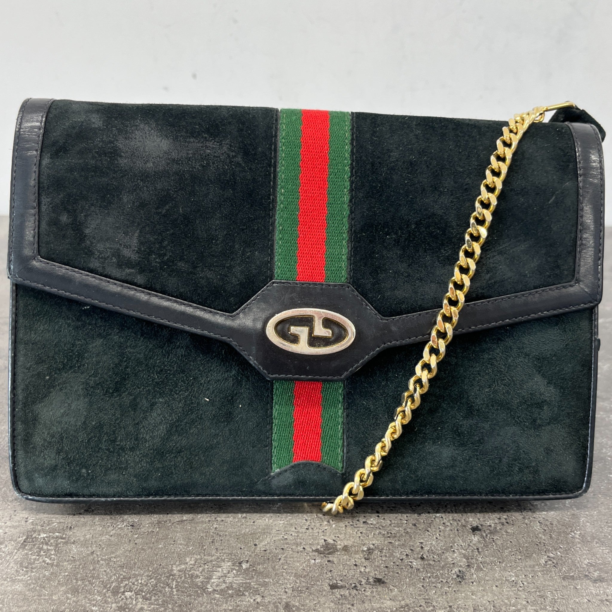 Women's Vintage Suede Web Bag Black