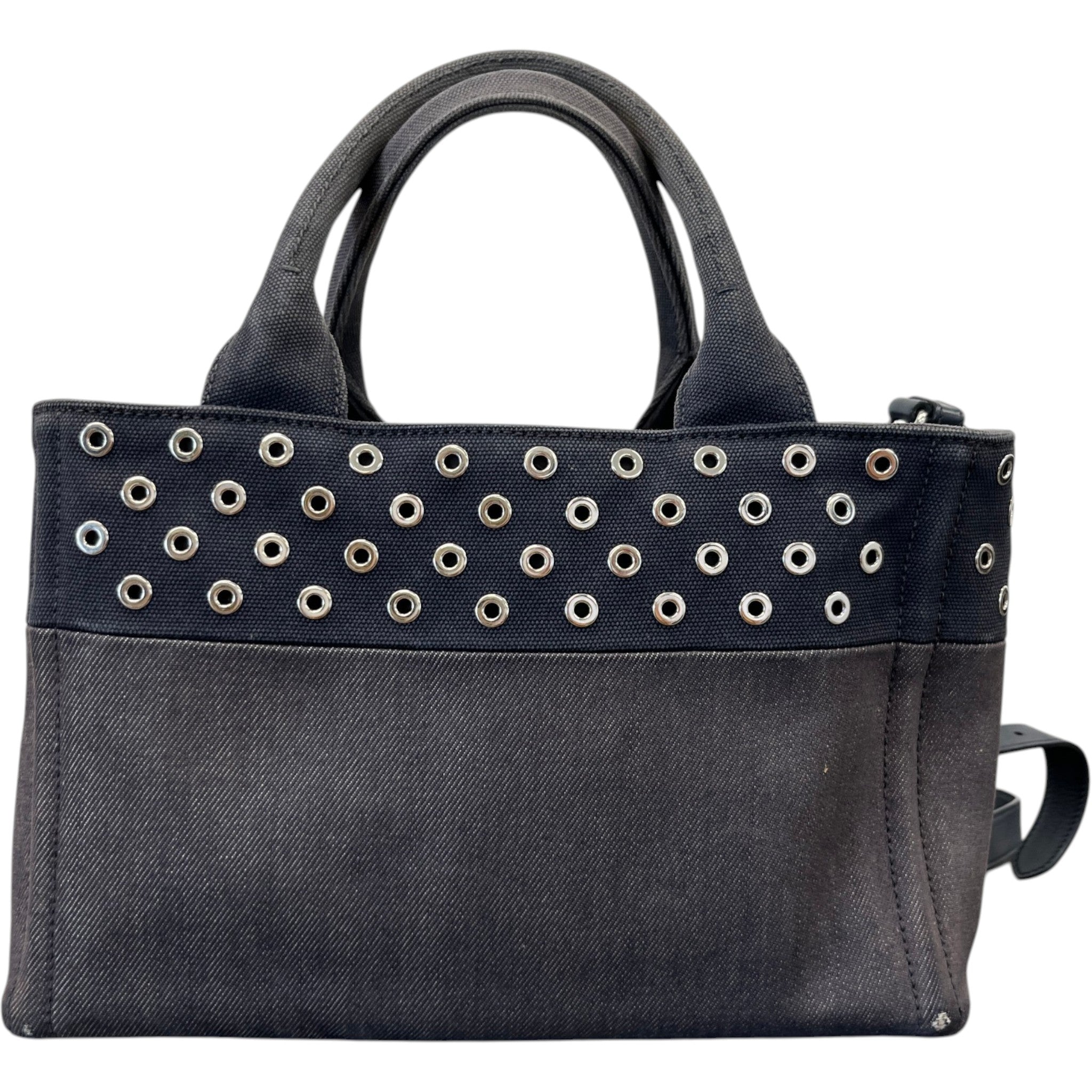 Women's Plaque Logo Denim Patch Handbag Navy