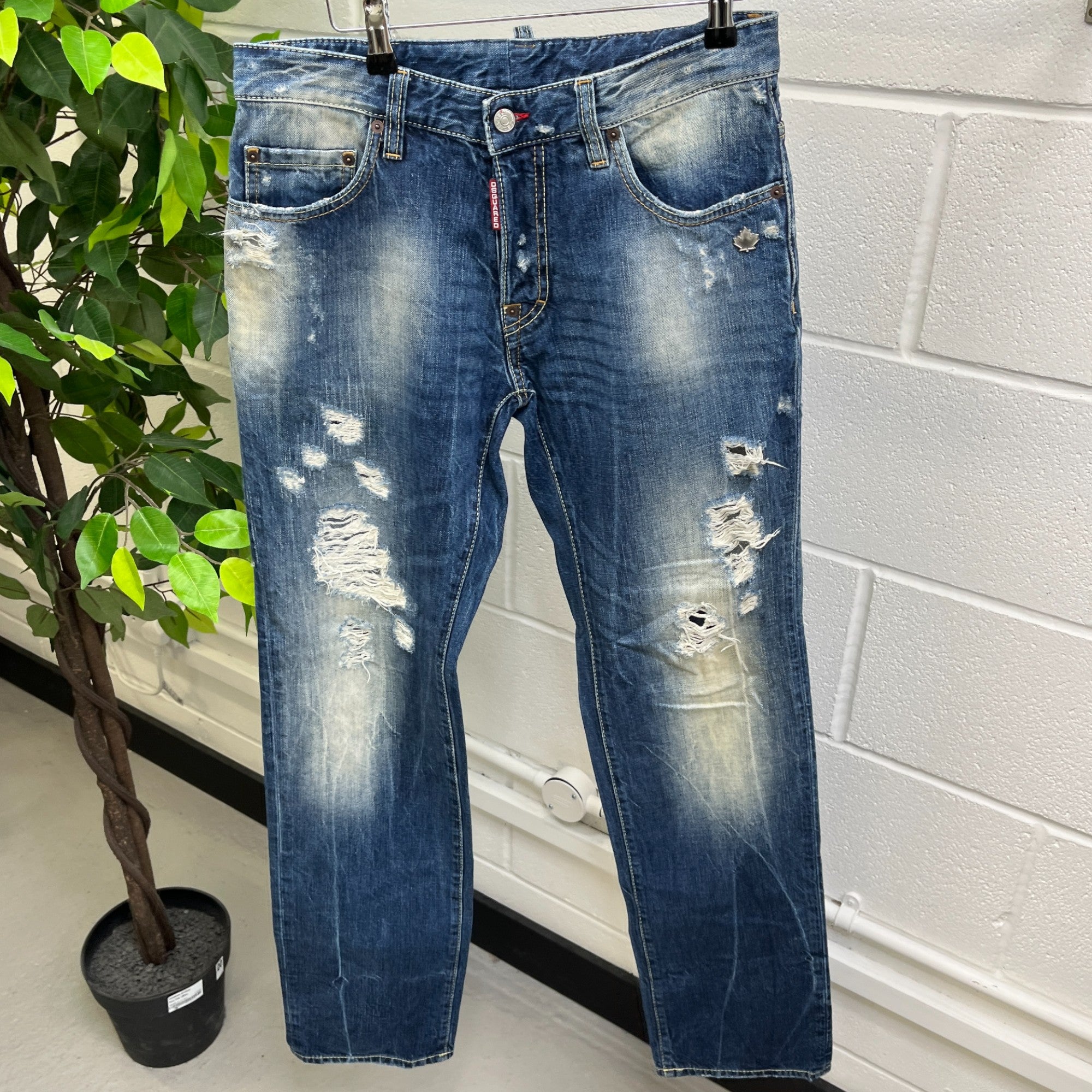 Men's Distressed Jeans Blue Size IT 48 / UK 32