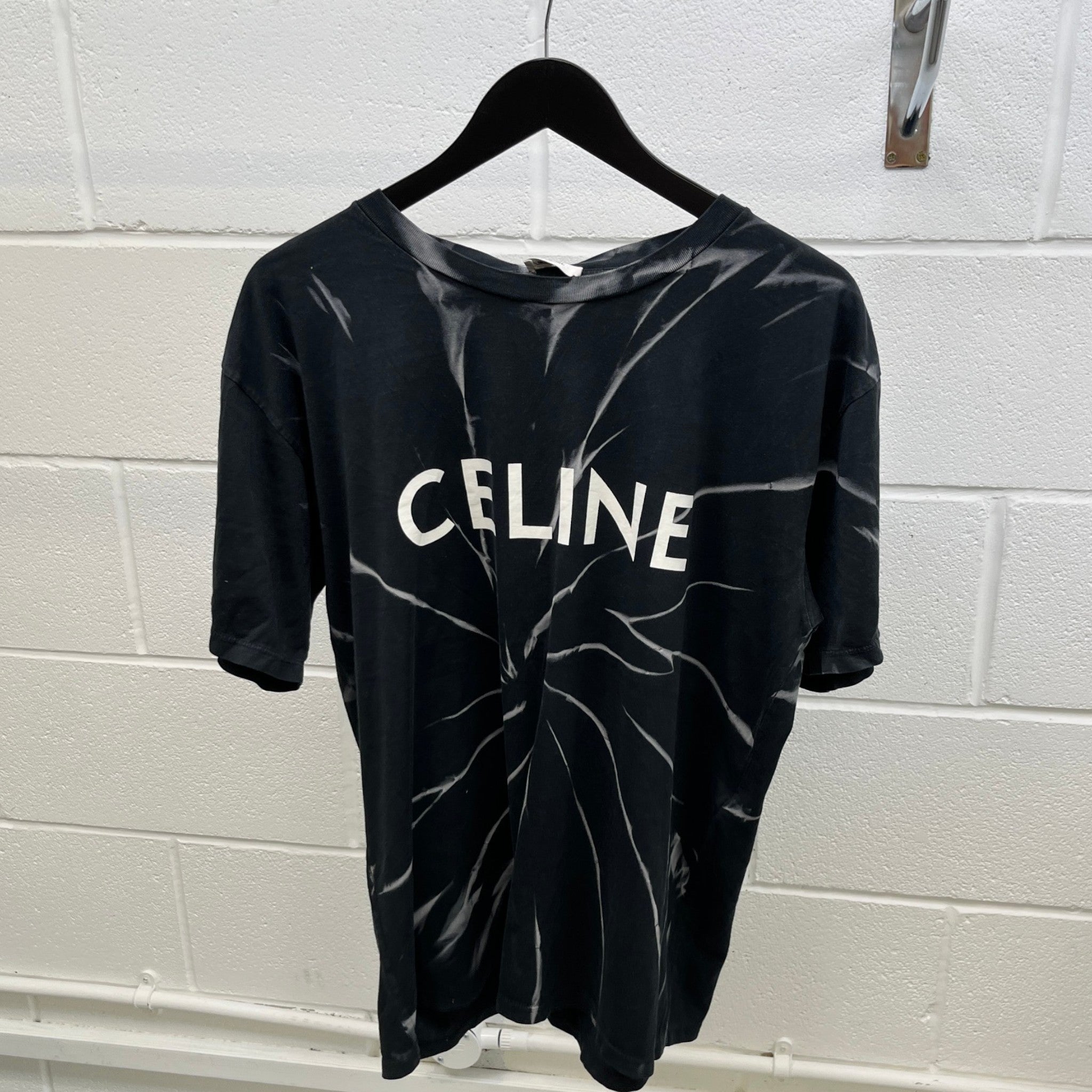 Men's Logo Print Tie-Dye T-Shirt Black Size M
