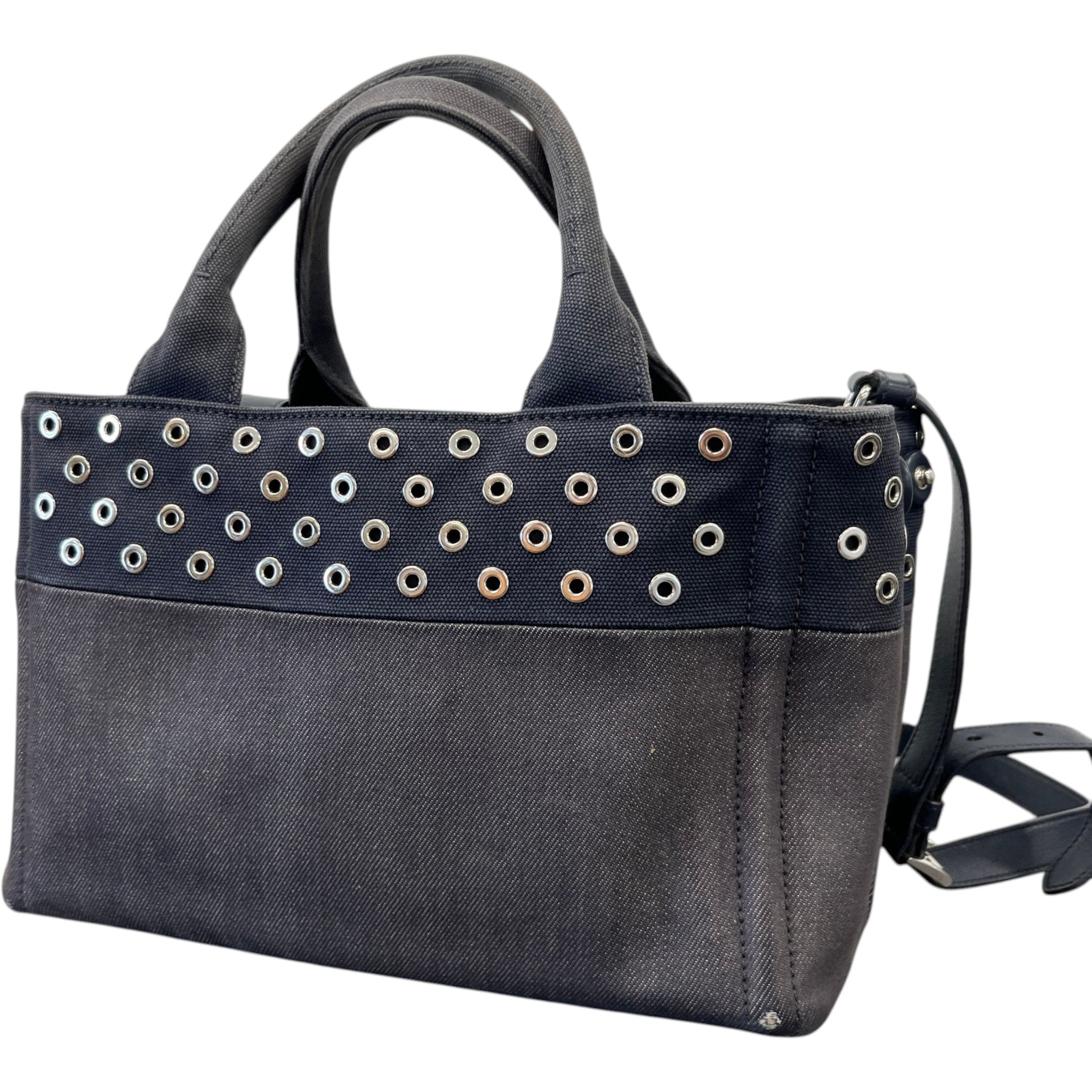Women's Plaque Logo Denim Patch Handbag Navy