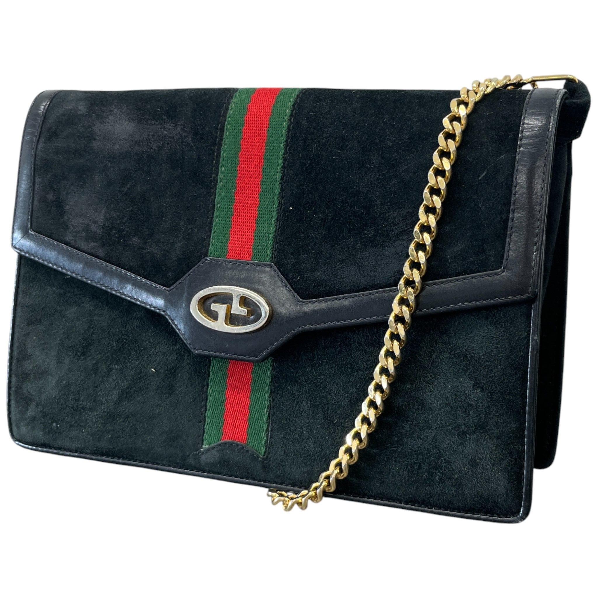 Women's Vintage Suede Web Bag Black