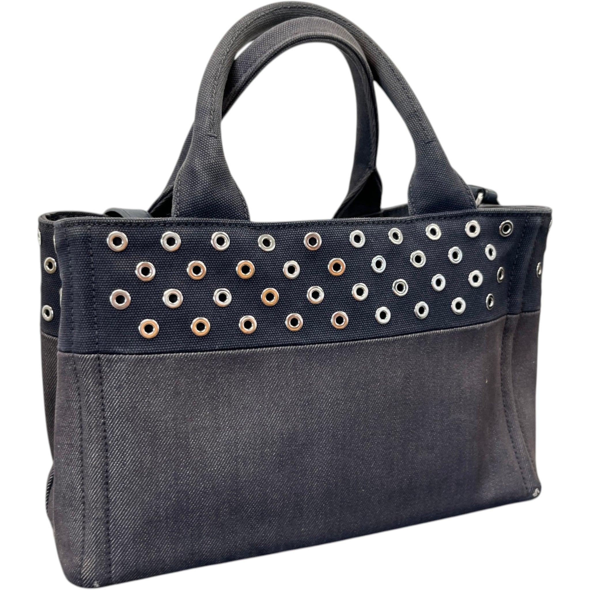 Women's Plaque Logo Denim Patch Handbag Navy