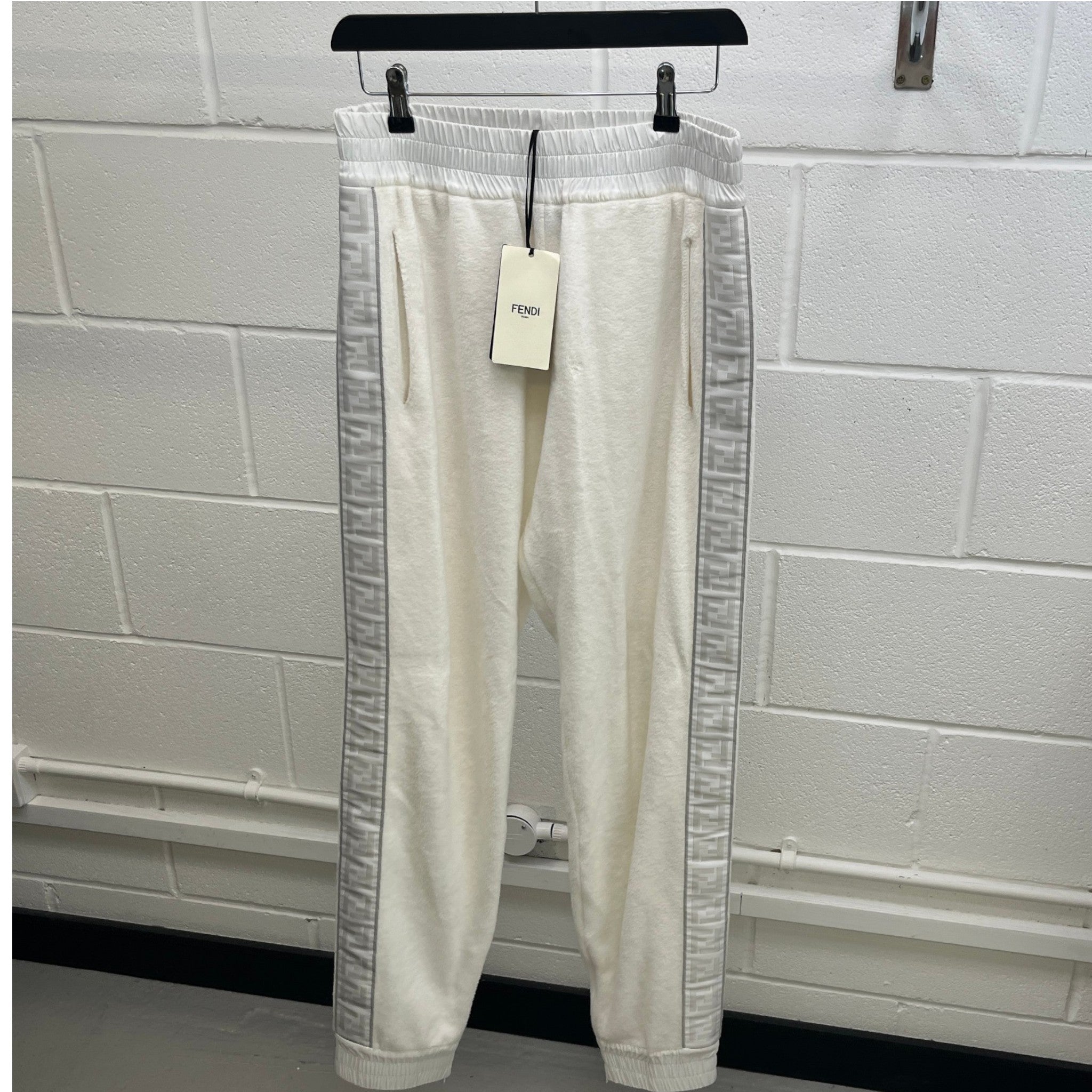 Men's Tape Logo Joggers White Size M