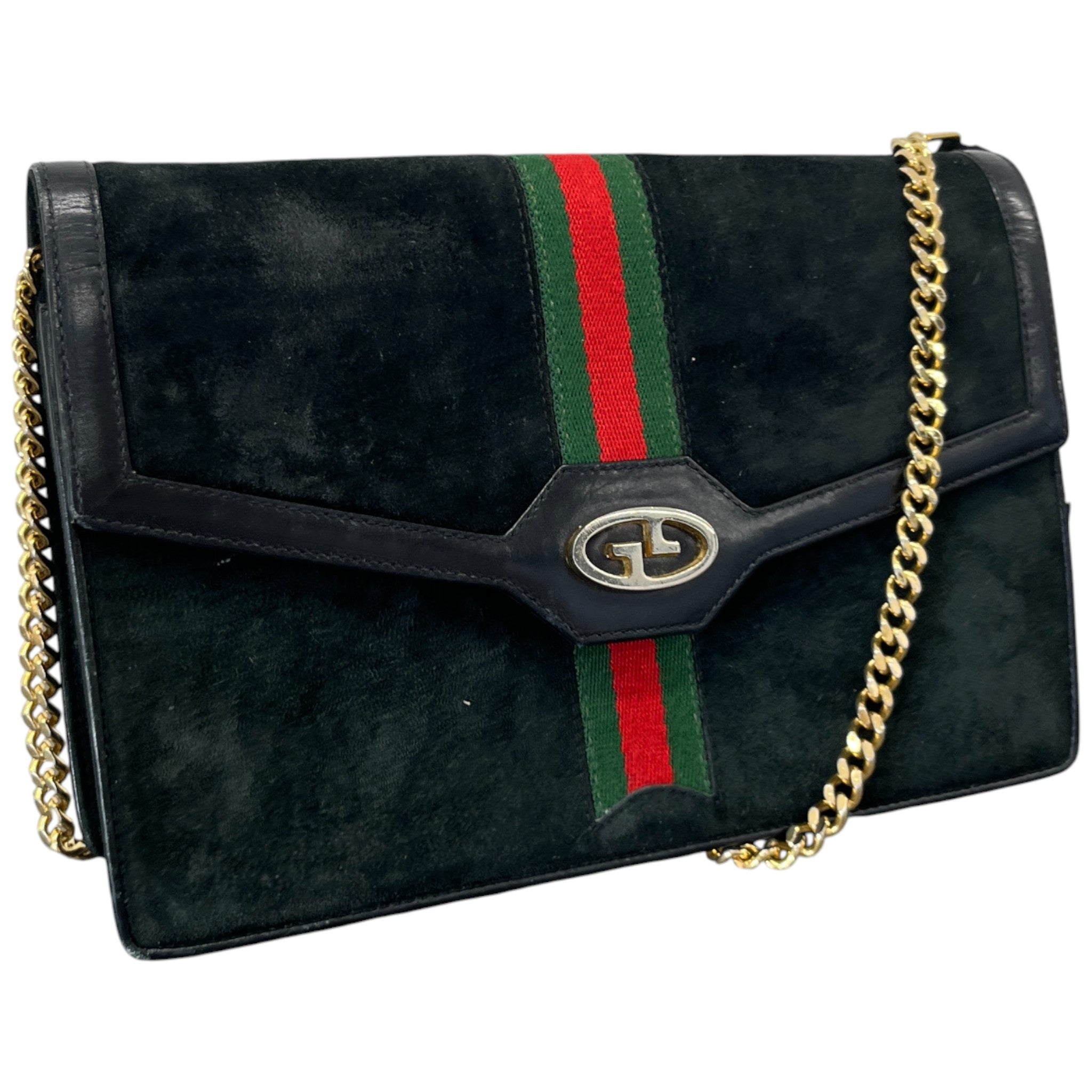 Women's Vintage Suede Web Bag Black