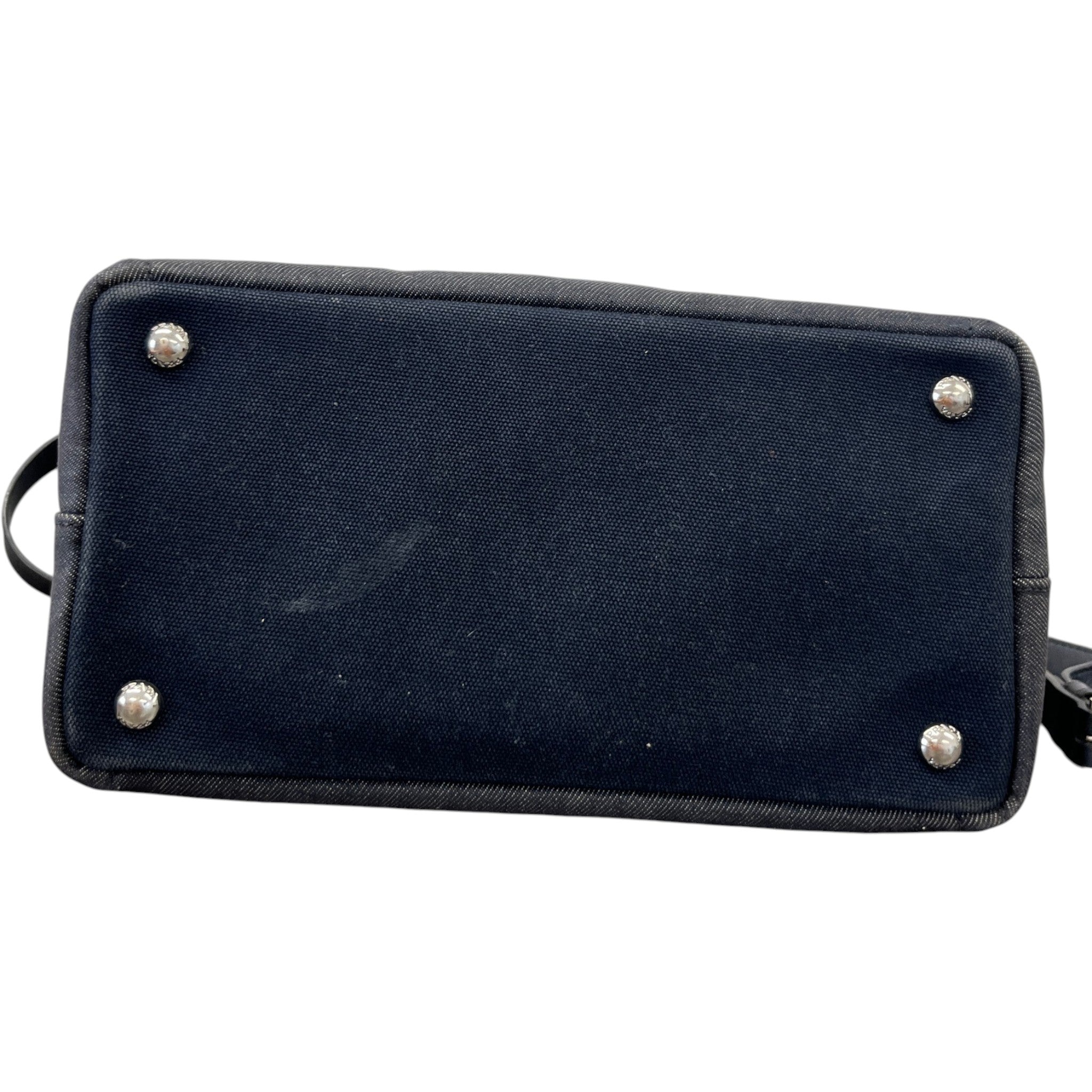 Women's Plaque Logo Denim Patch Handbag Navy