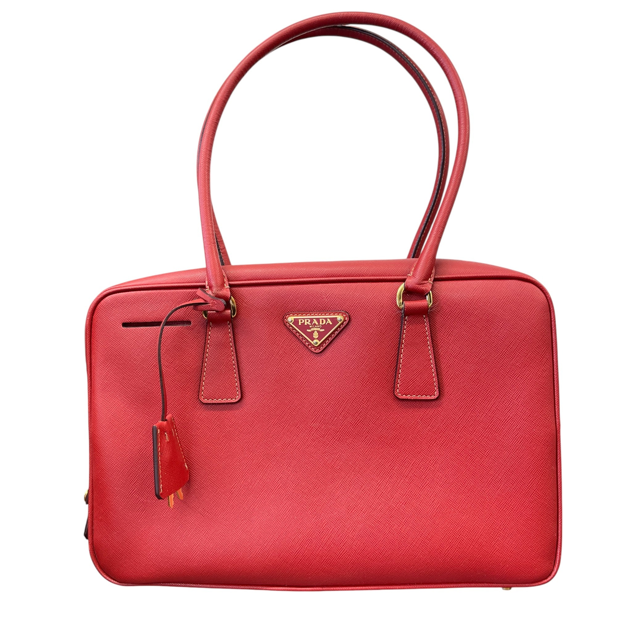 Women's Cerise Saffiano Bauletto Tote Bag Red