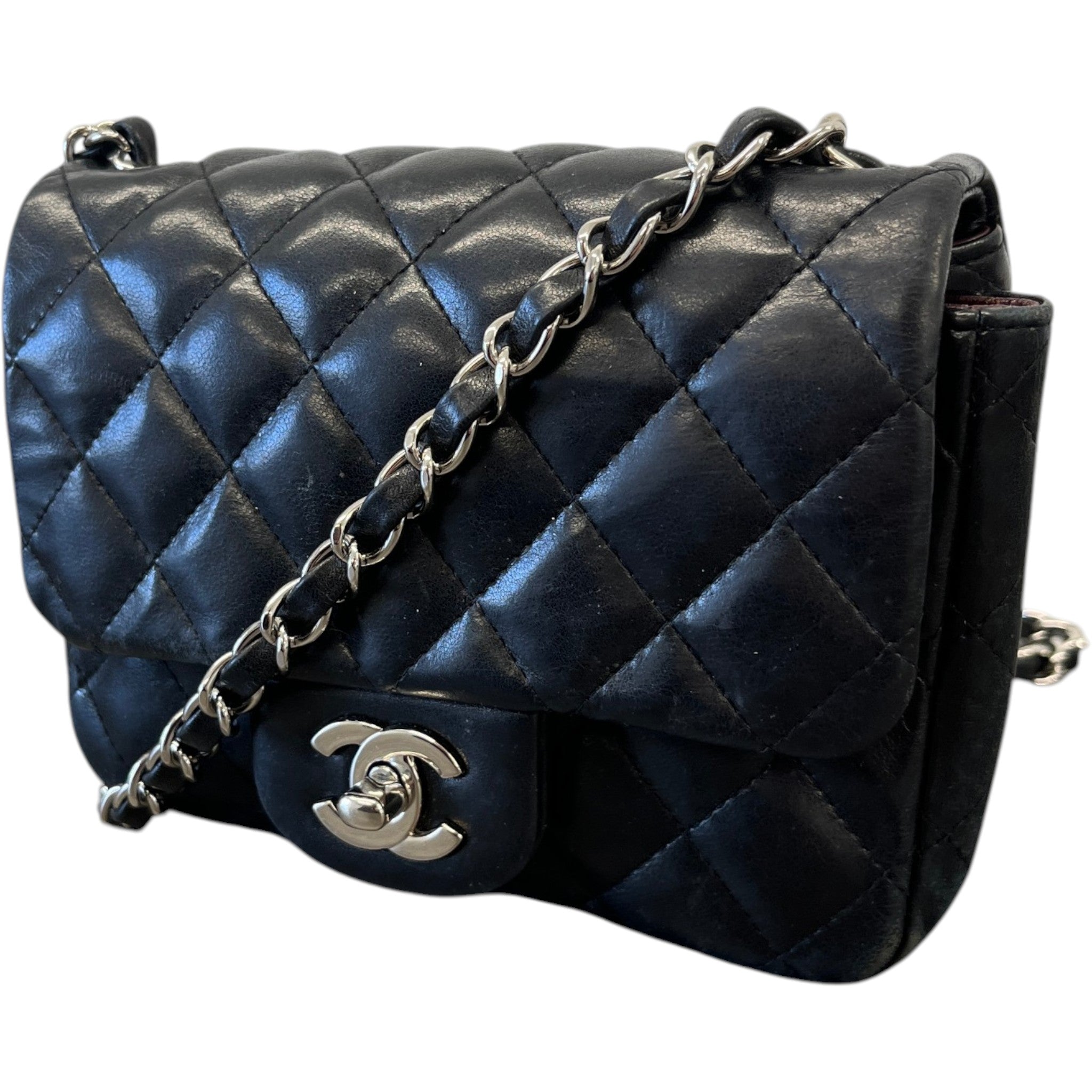 Women's Timeless/Classique Mini Square Flap Lambskin Bag Black