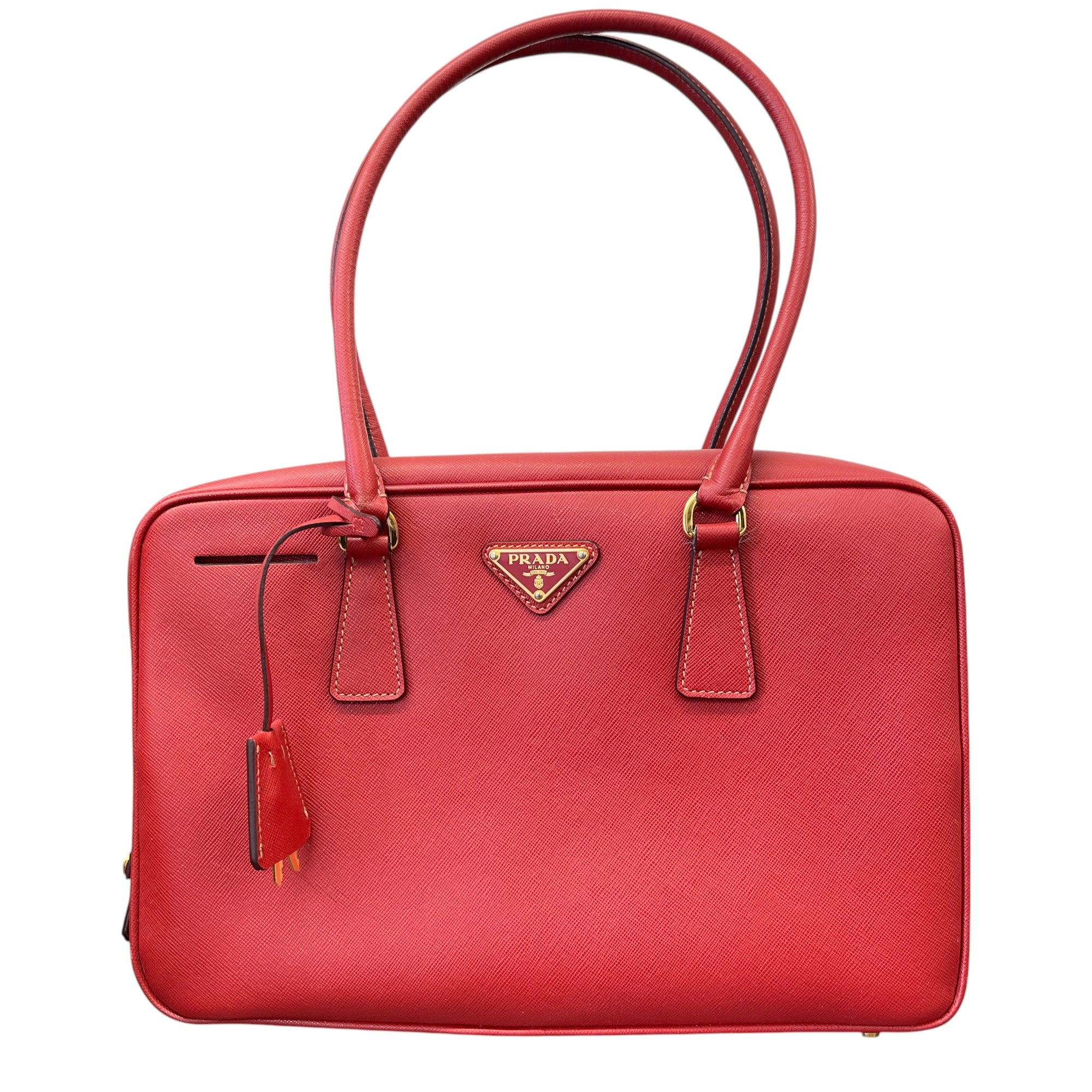 Women's Cerise Saffiano Bauletto Tote Bag Red