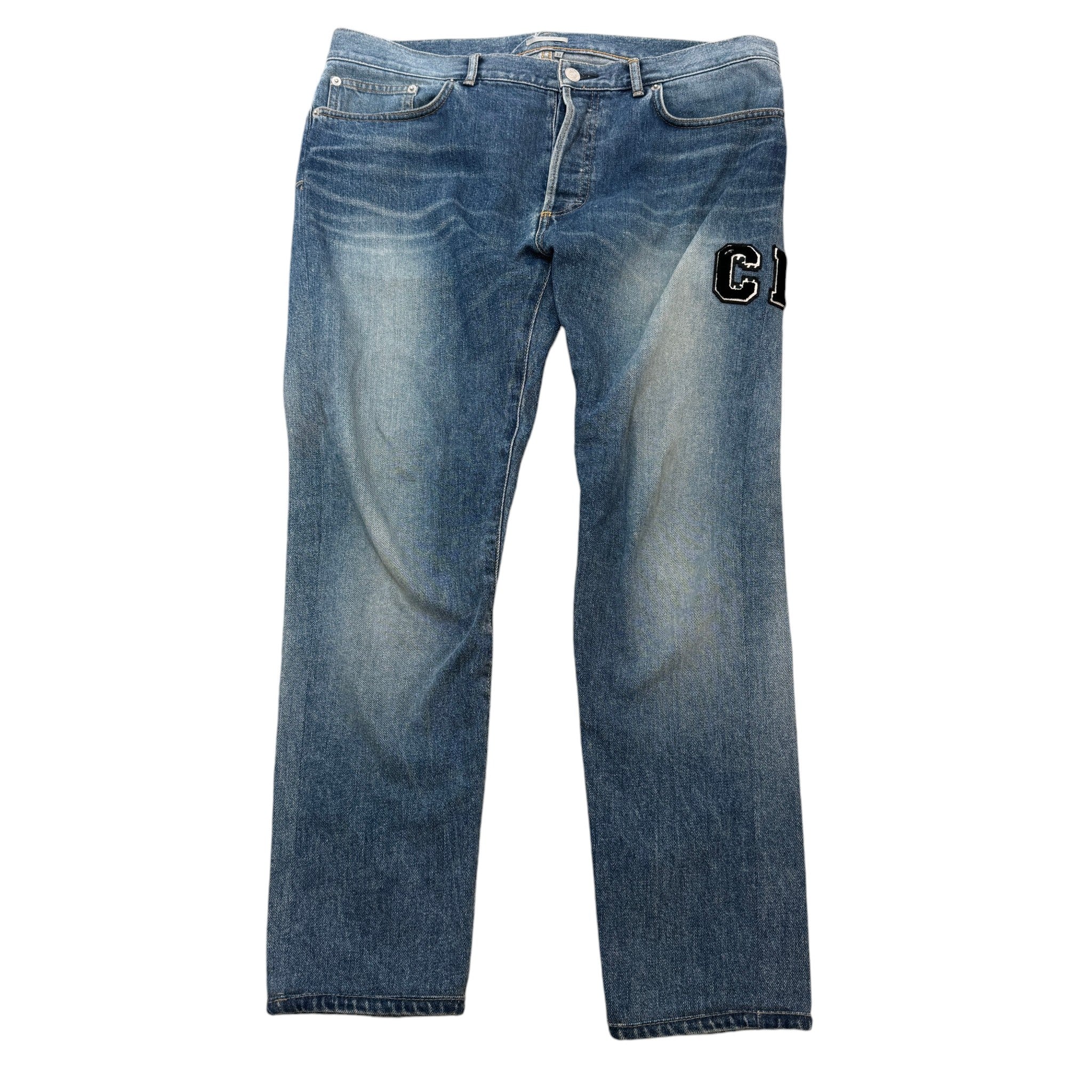 Men's Applique Logo Jeans Blue Size Waist 33"
