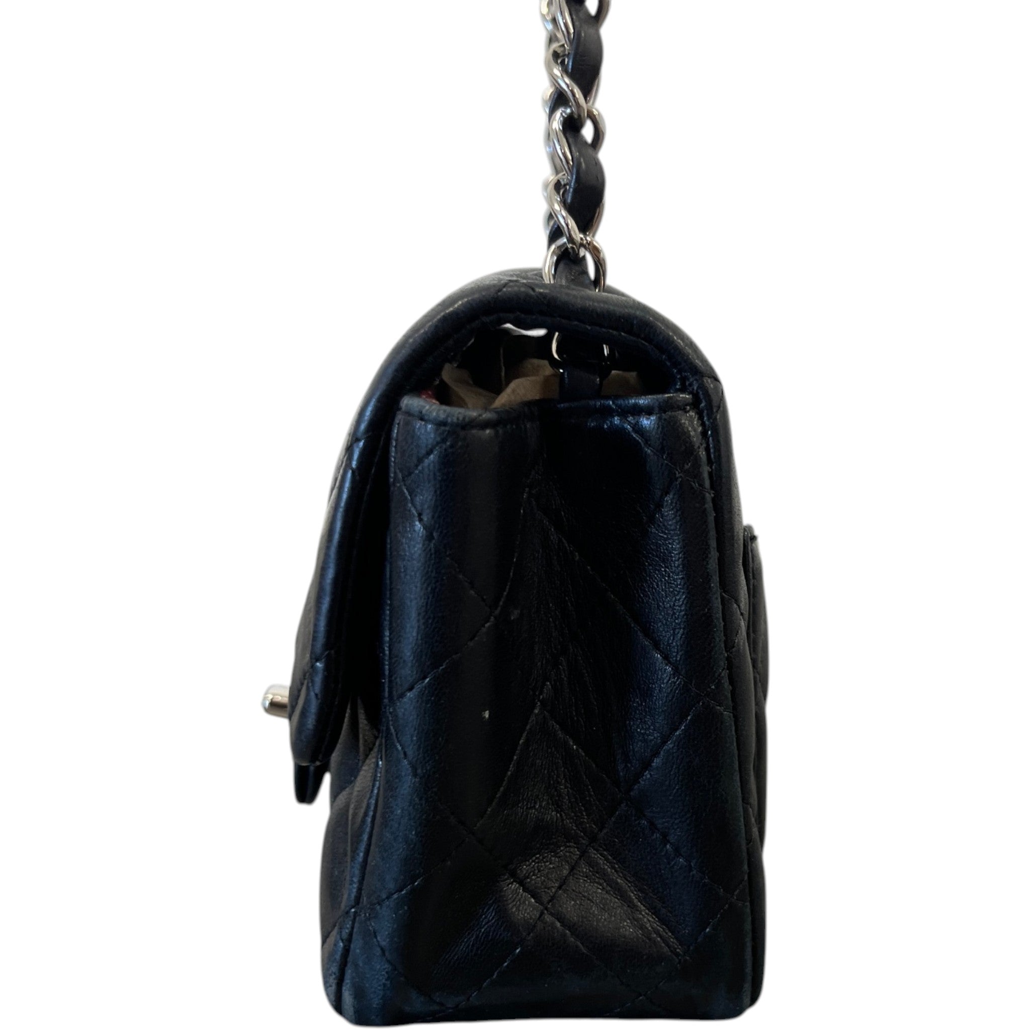 Women's Timeless/Classique Mini Square Flap Lambskin Bag Black