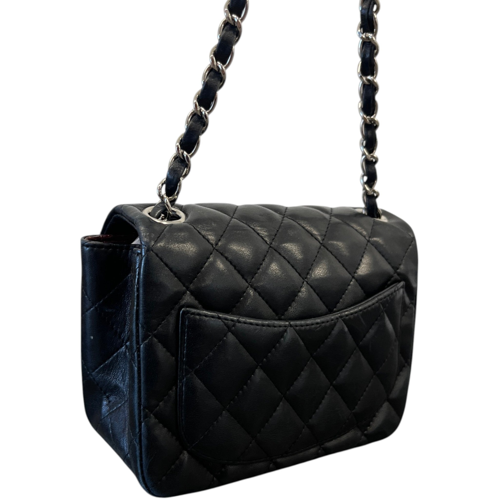 Women's Timeless/Classique Mini Square Flap Lambskin Bag Black
