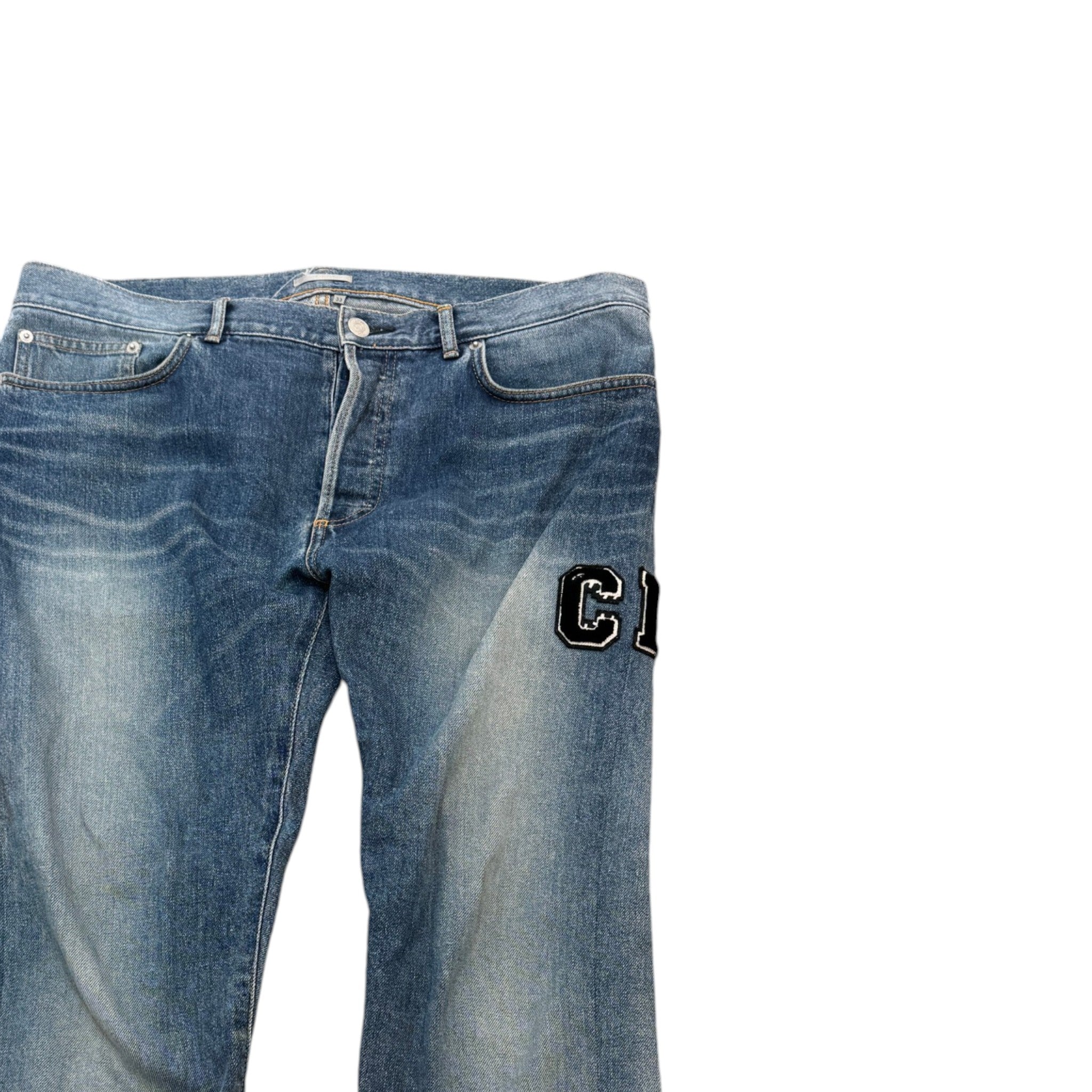 Men's Applique Logo Jeans Blue Size Waist 33"